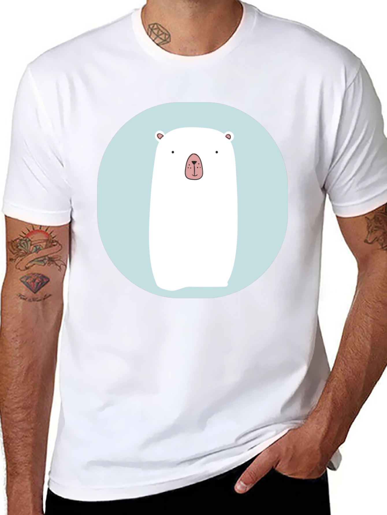 Cute Polar Bear Graphic T-Shirt - Black