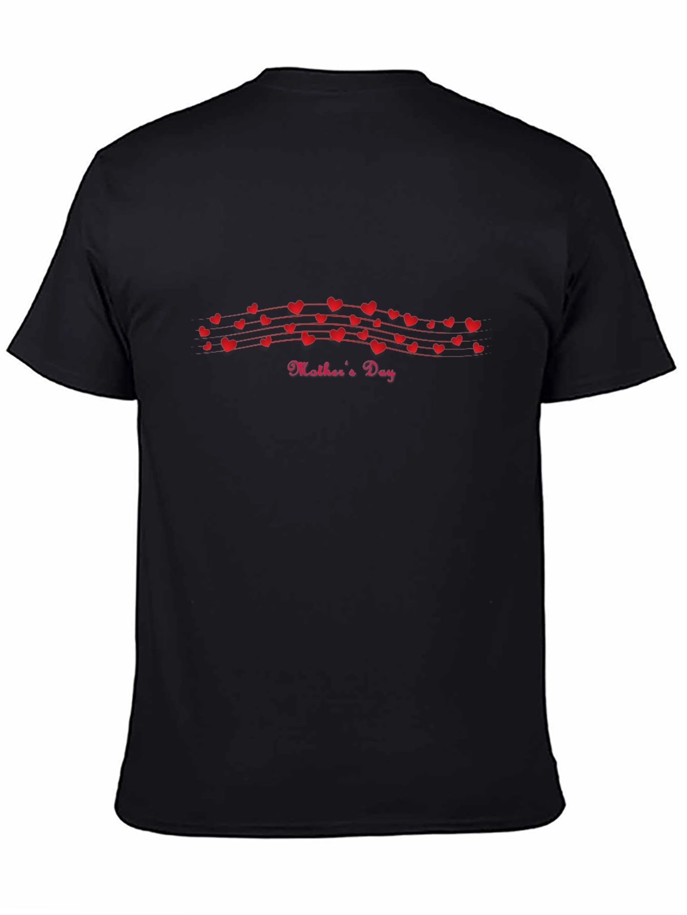 Mothers Day Heart String Black T-Shirt