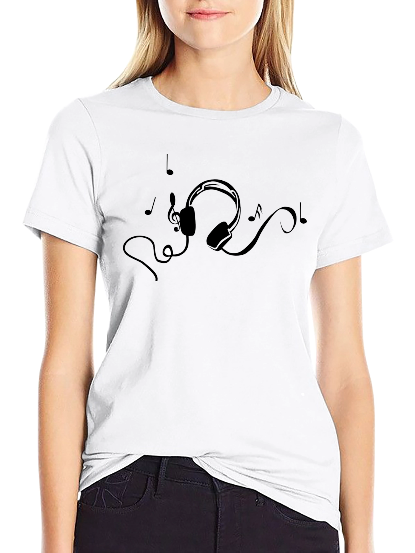Music Lovers Tee: Headphones & Notes Graphic T-Shirt
