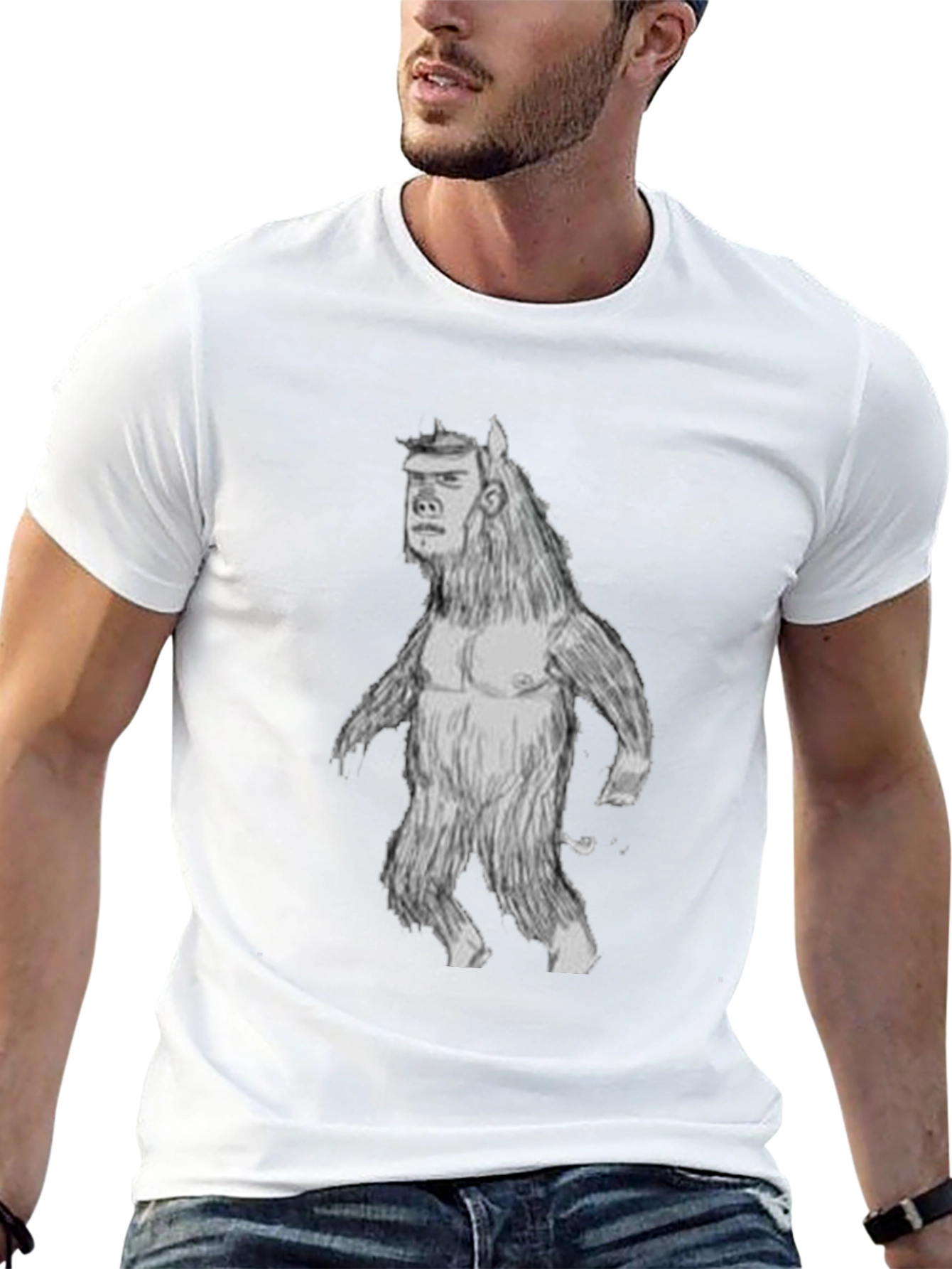 Mans Black T-Shirt with Monster Graphic