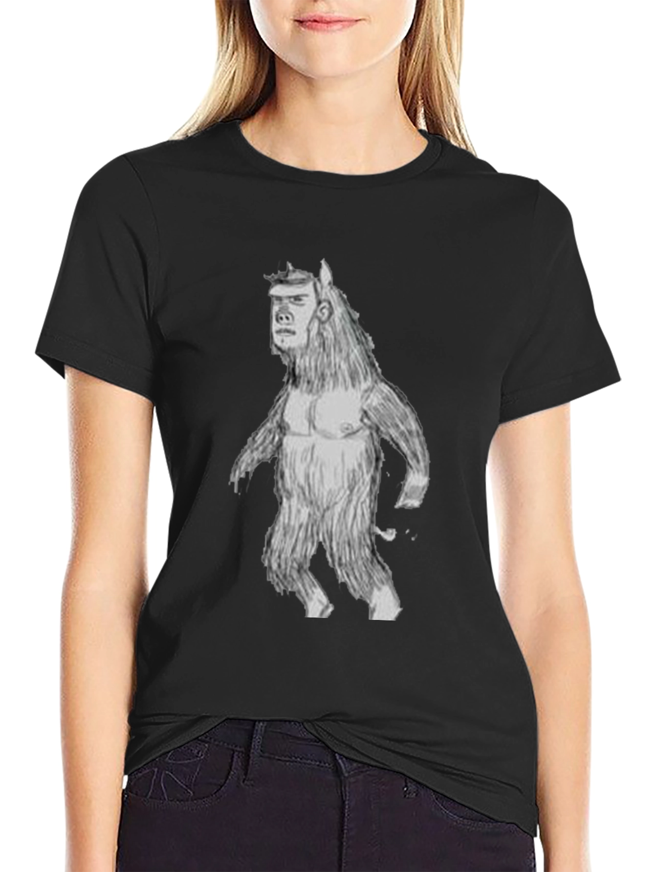 Mans Black T-Shirt with Monster Graphic