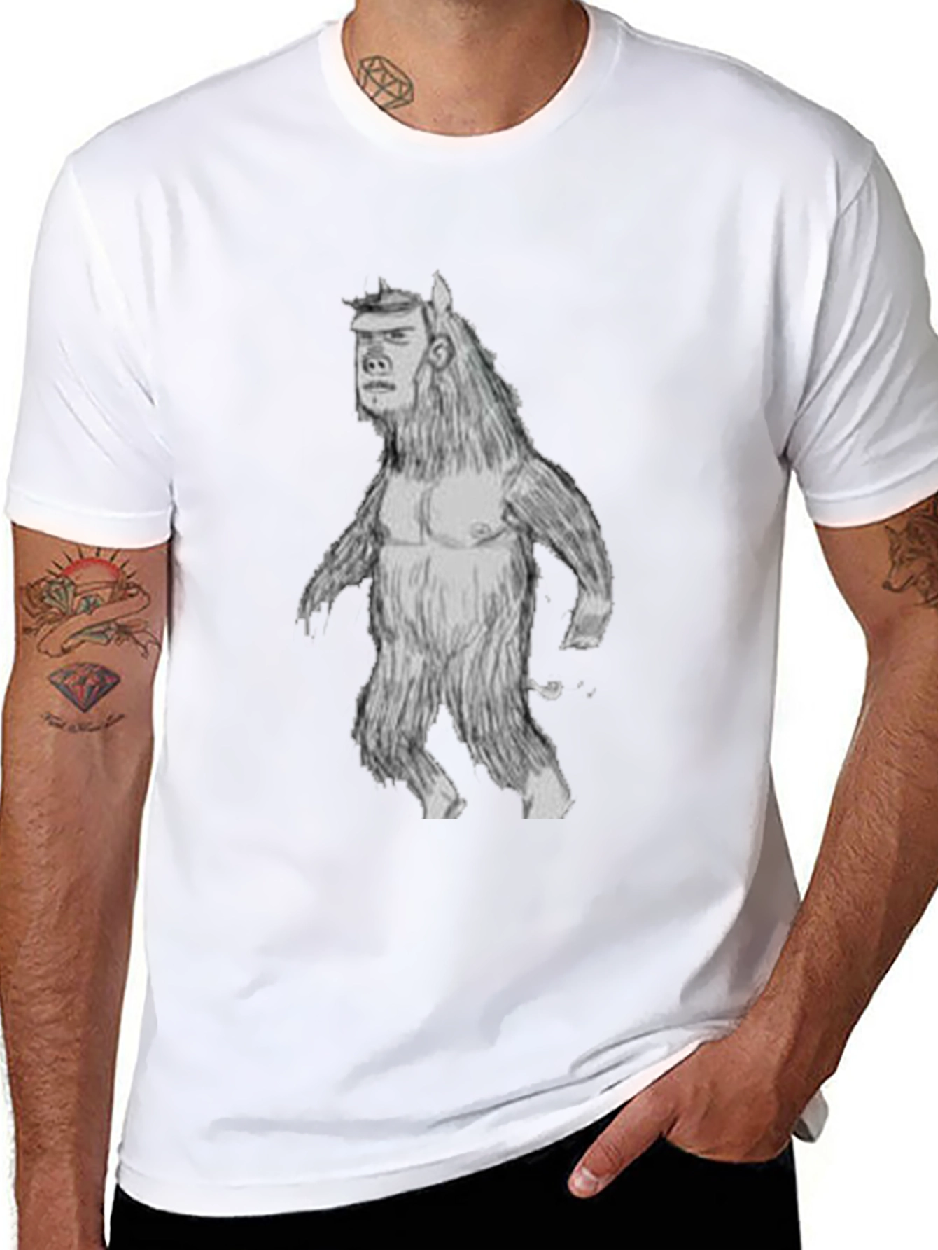 Mans Black T-Shirt with Monster Graphic