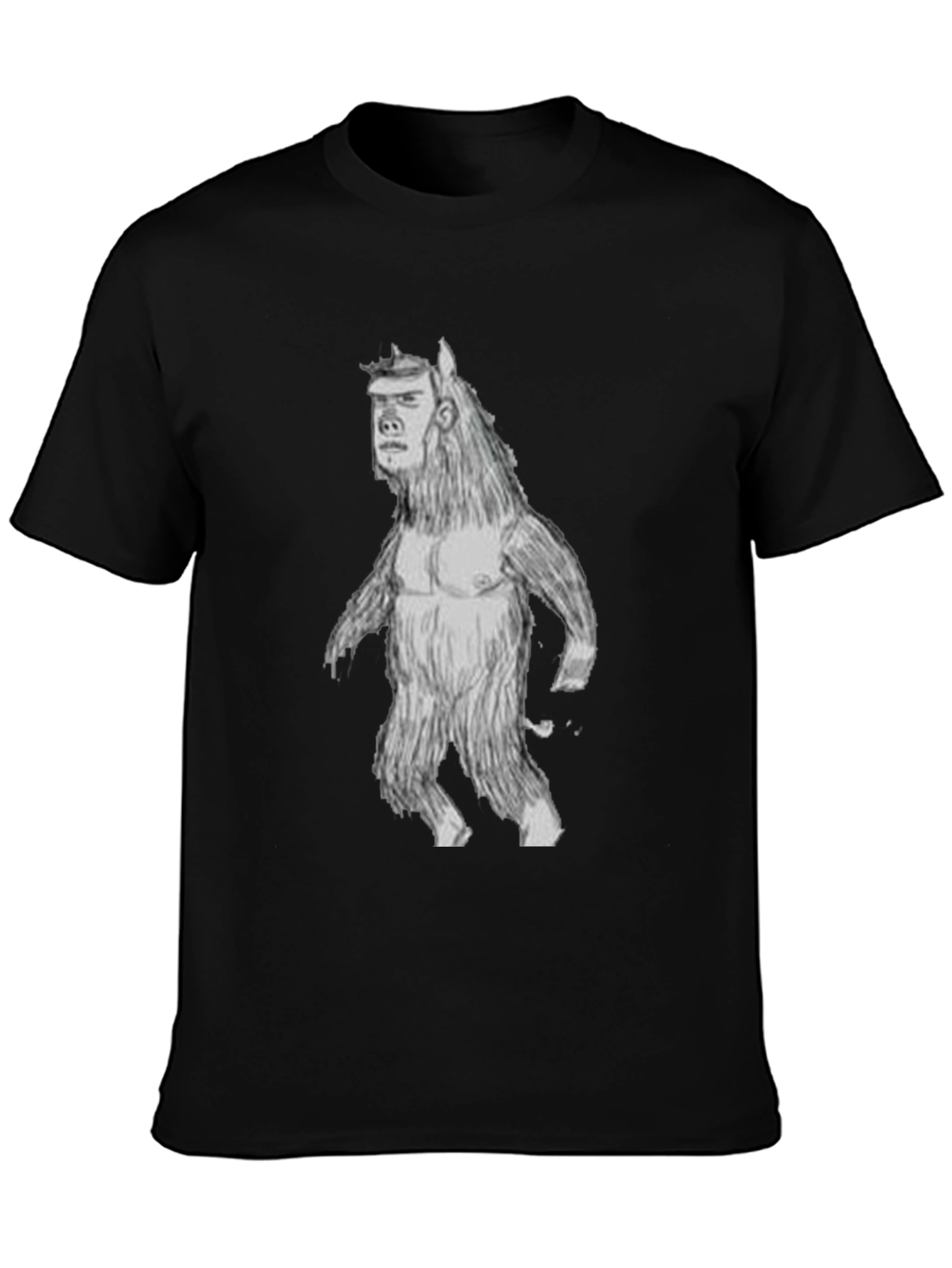 Mans Black T-Shirt with Monster Graphic