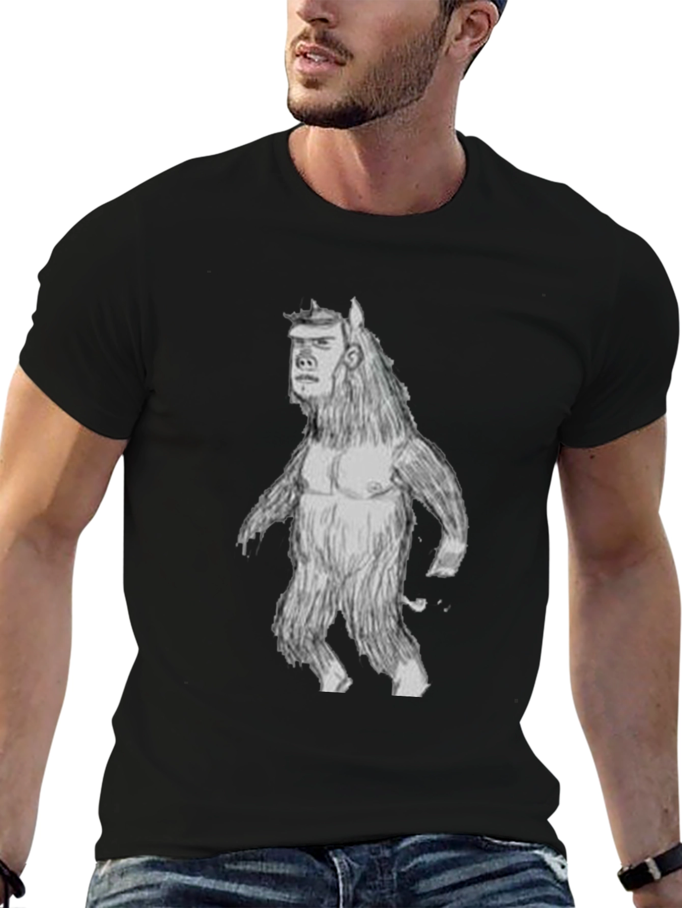 Mans Black T-Shirt with Monster Graphic