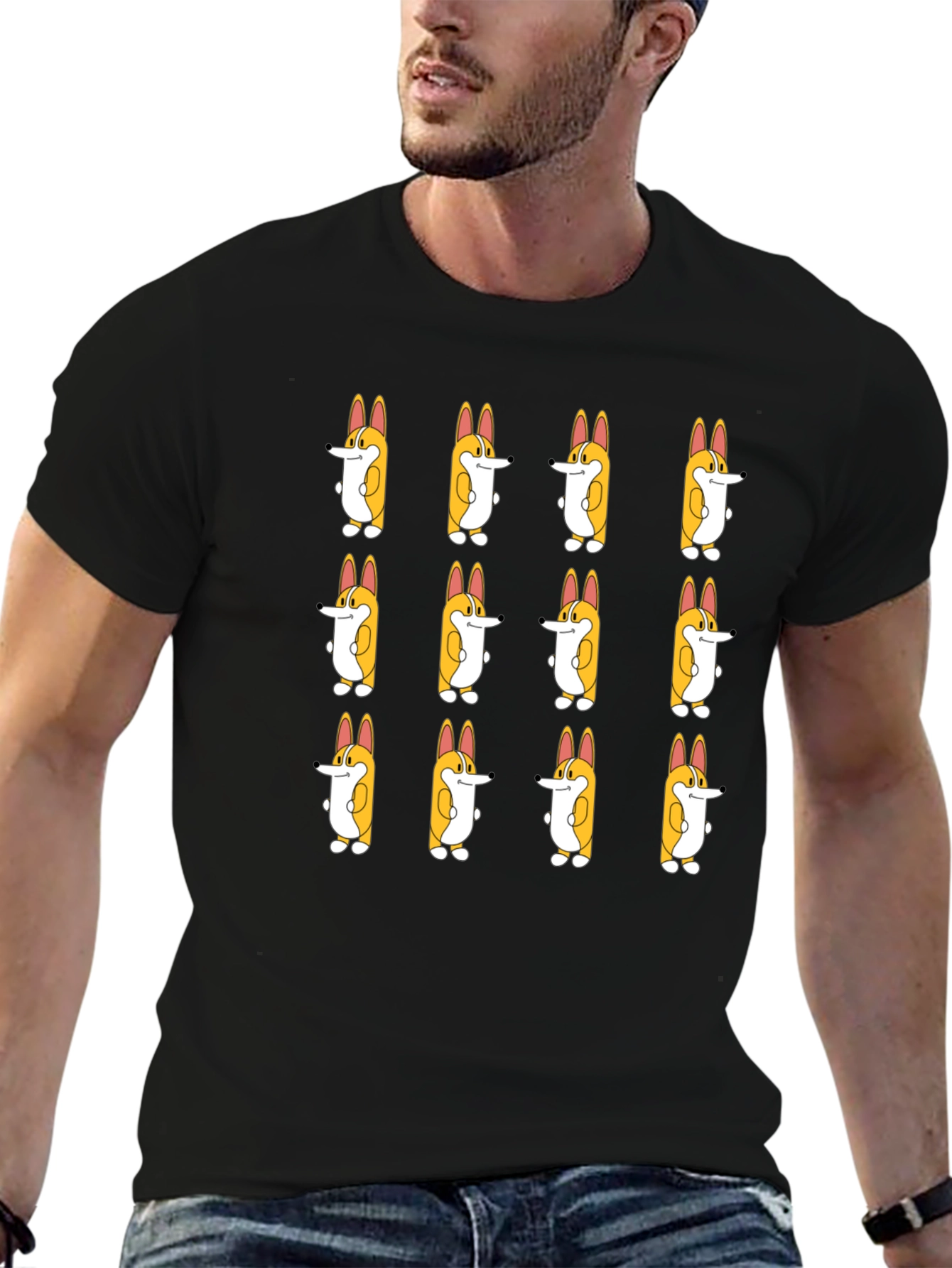 Corgi Cartoon Pattern Tee