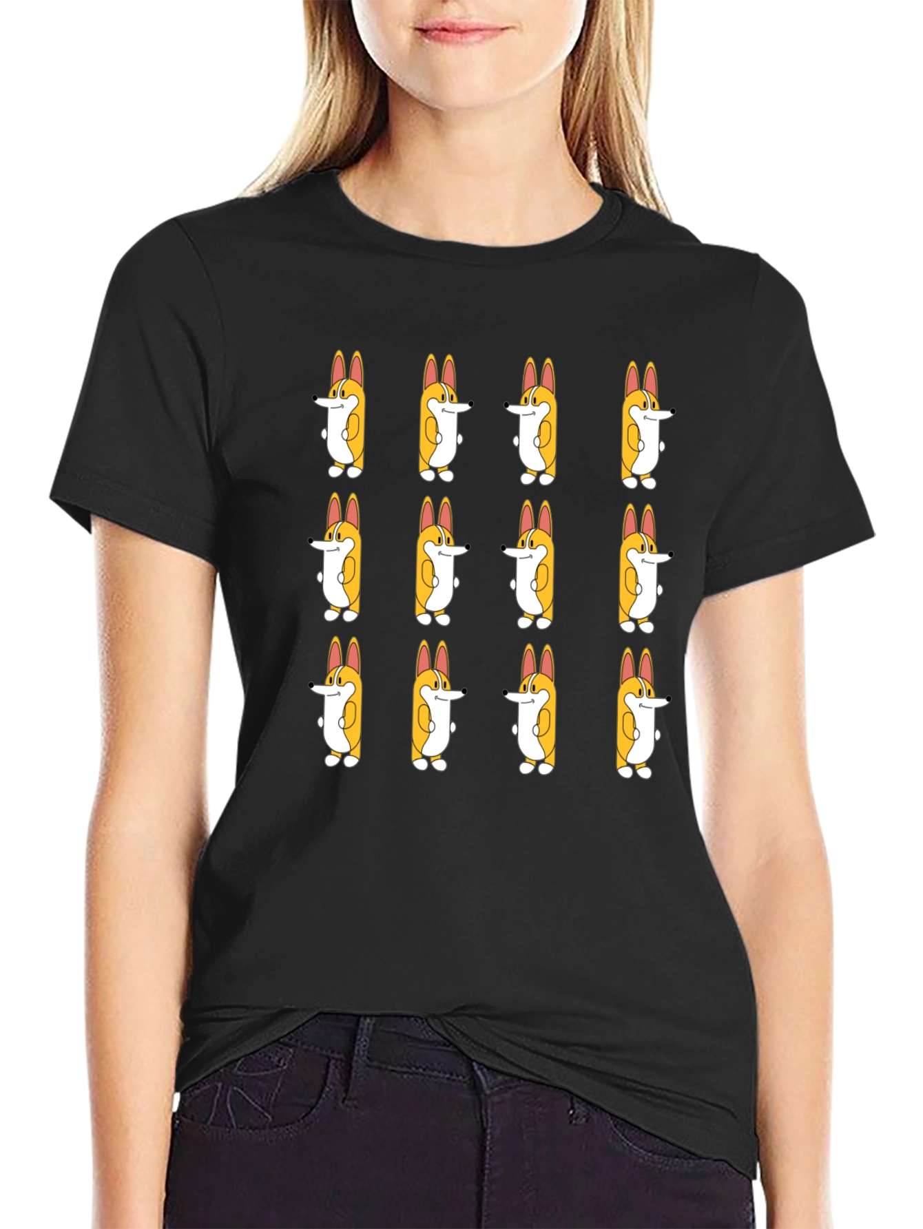 Corgi Cartoon Pattern Tee