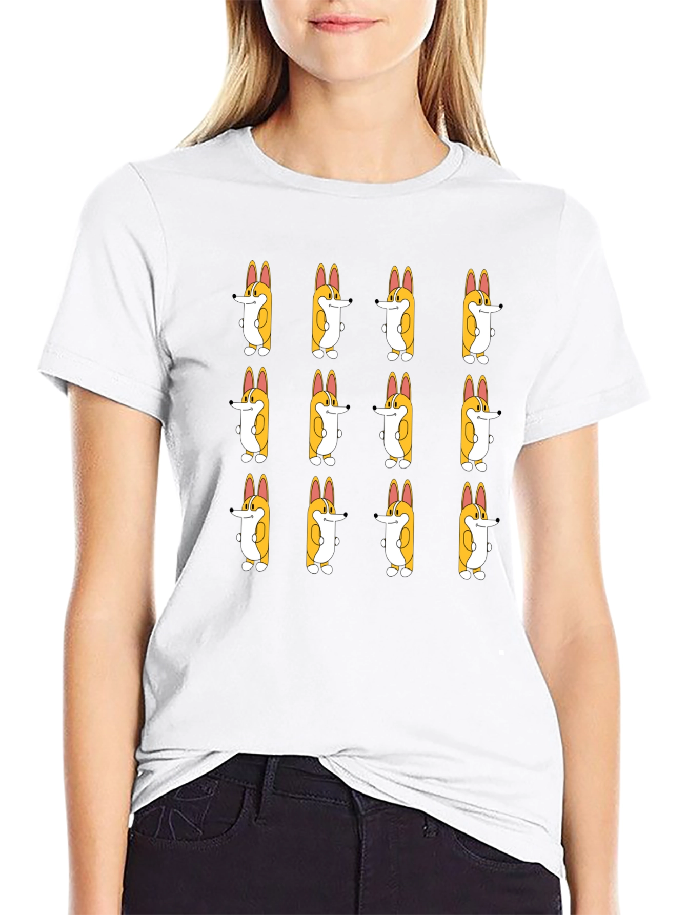 Corgi Cartoon Pattern Tee