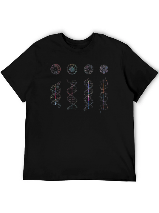 Geometric DNA Structure Graphic Print Tee