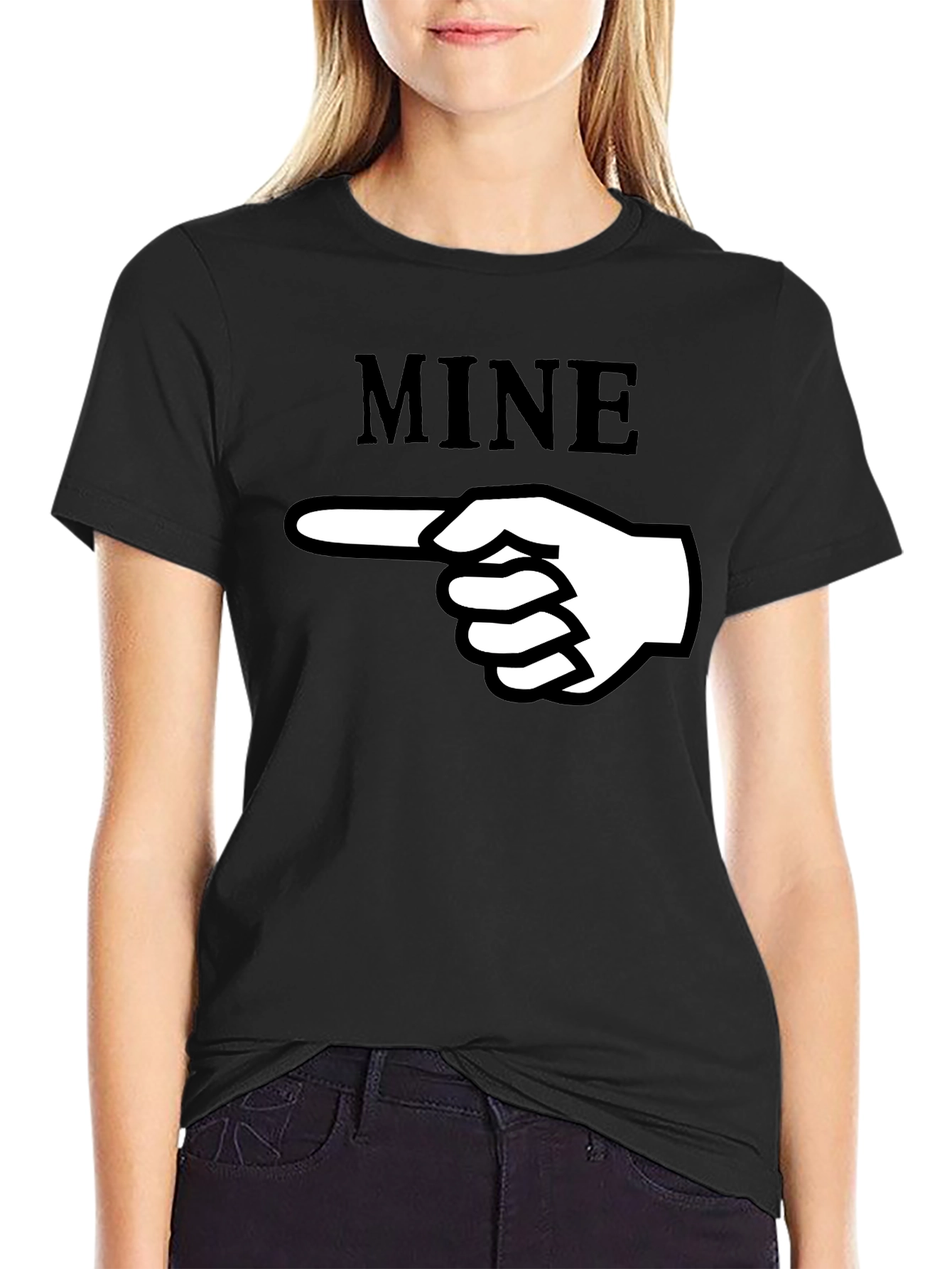 Funny MINE Pointing Hand Graphic T-Shirt