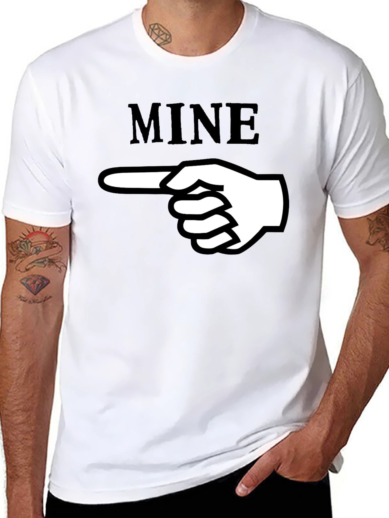 Funny MINE Pointing Hand Graphic T-Shirt