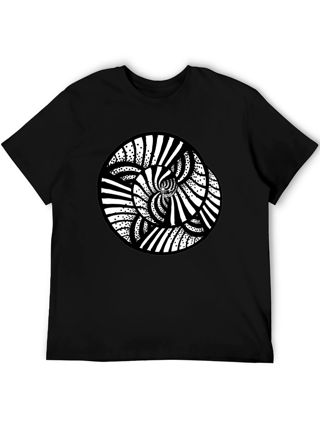 Abstract Spiral Graphic Black T-Shirt