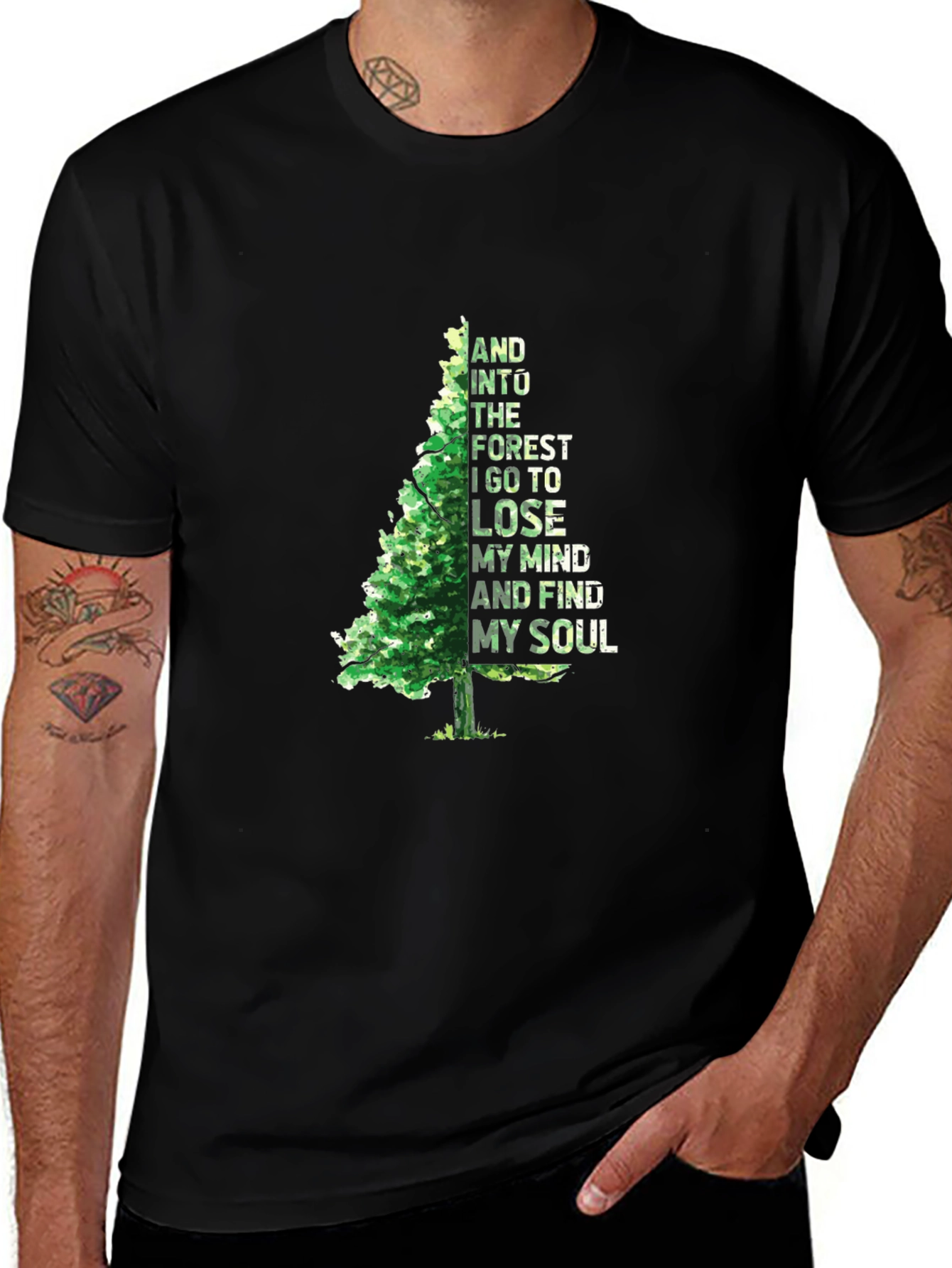 Nature Lovers Black T-Shirt - Forest & Soul
