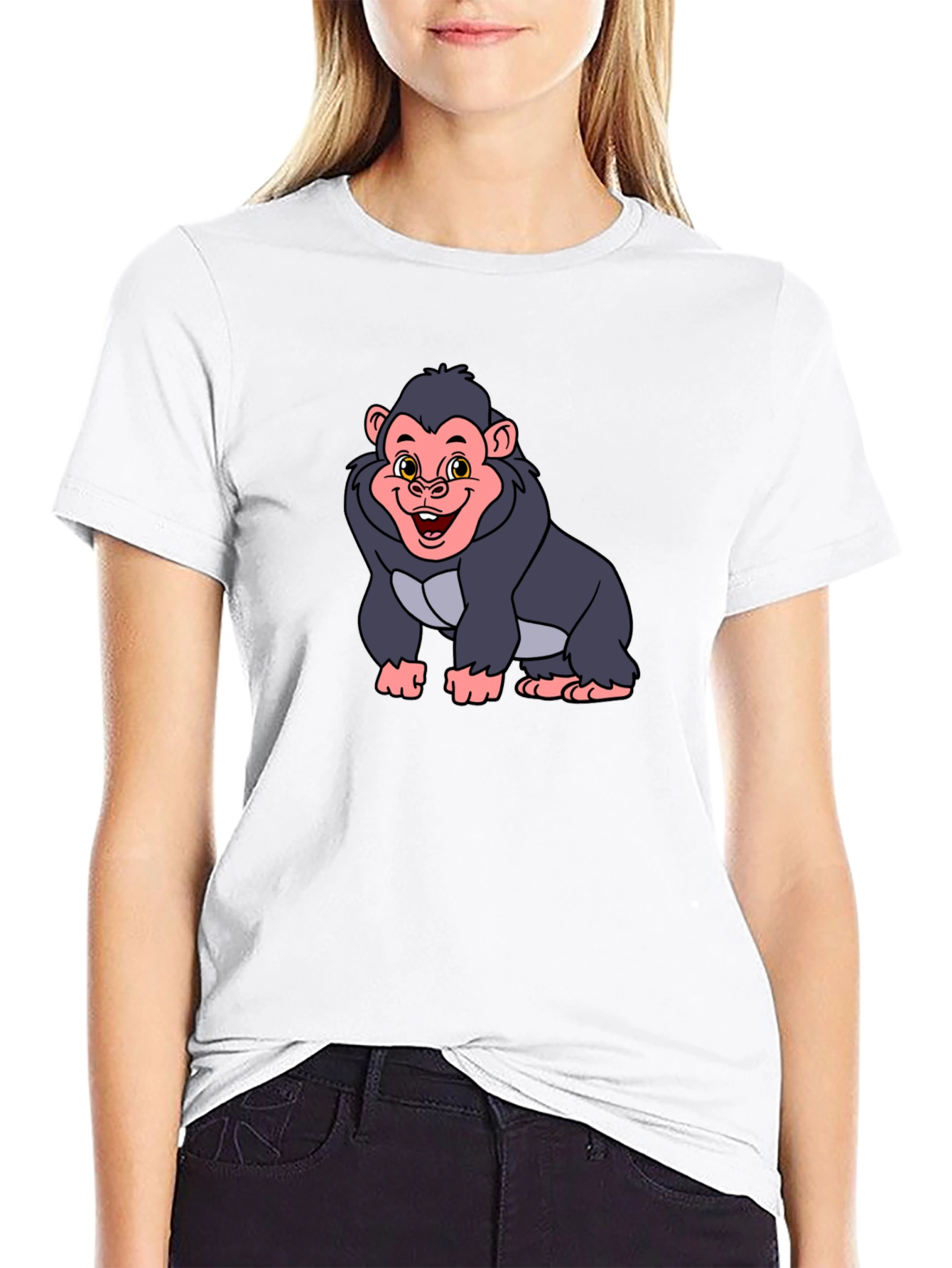 Cartoon Gorilla Graphic Tee - Black Unisex T-Shirt