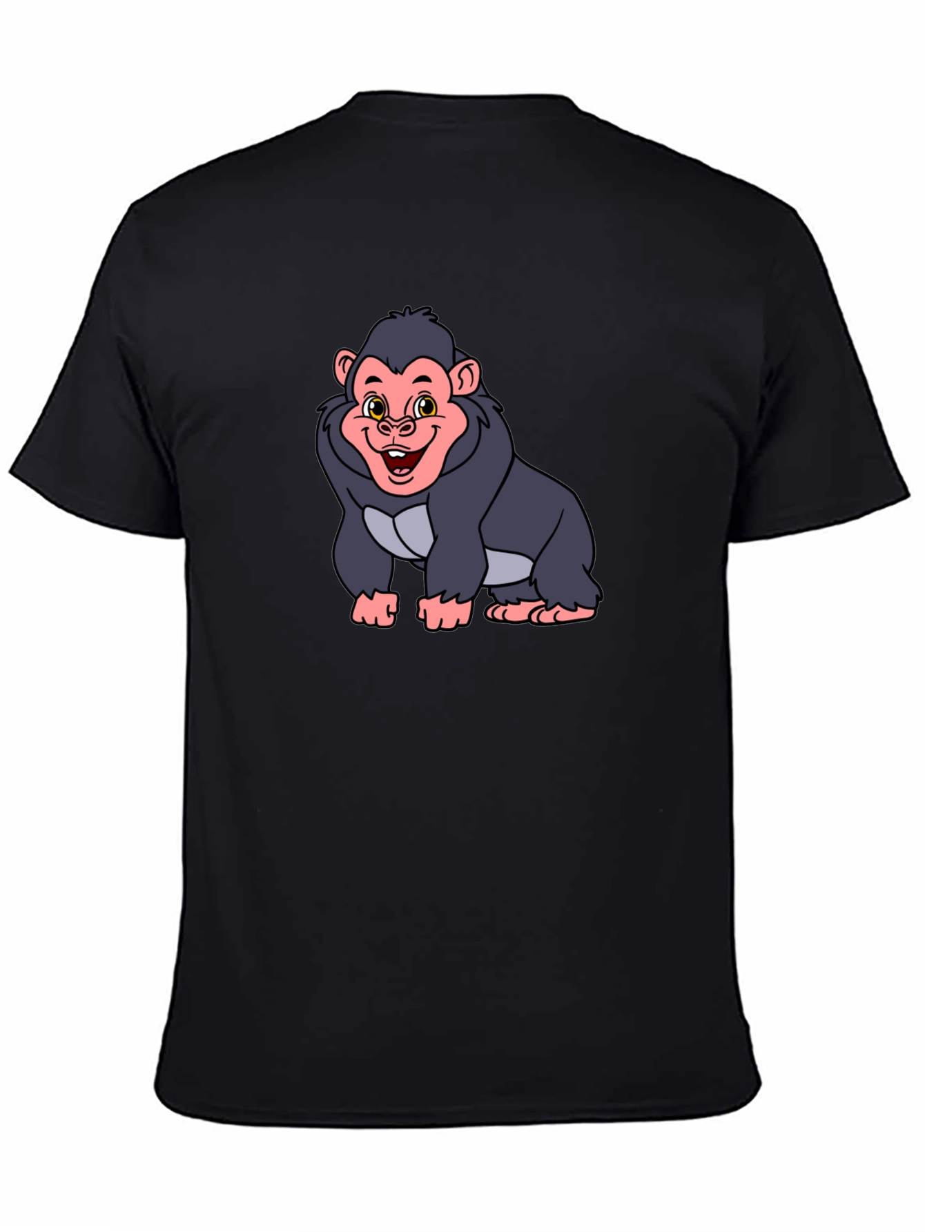 Cartoon Gorilla Graphic Tee - Black Unisex T-Shirt