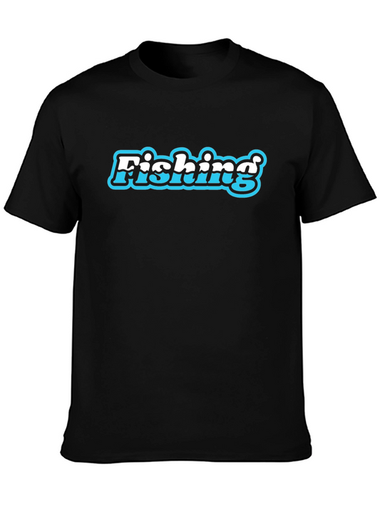 Fishing Graphic Print Mens Black T-Shirt