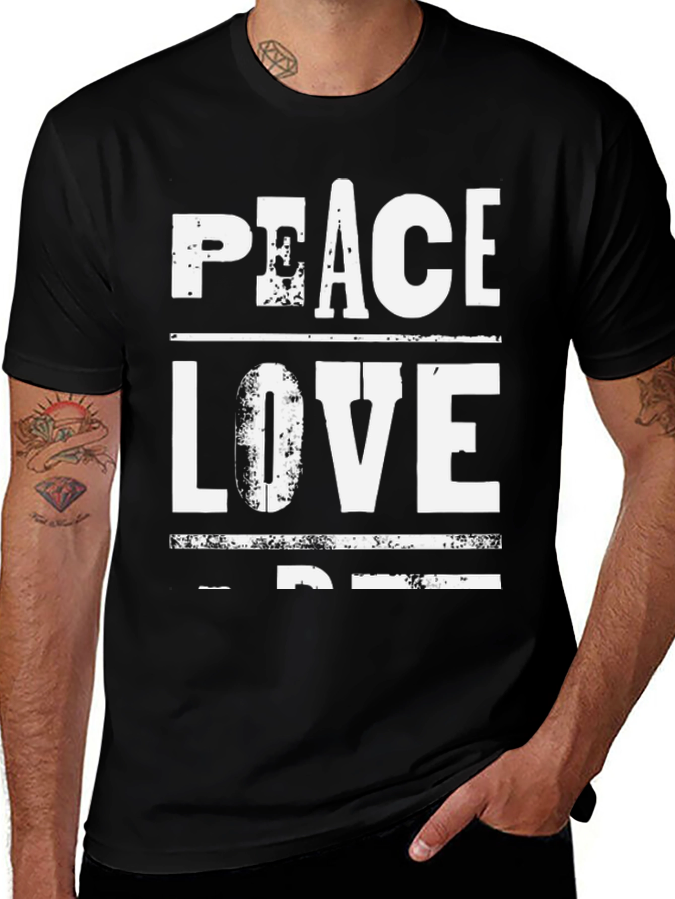 Peace Love Design Black T-Shirt