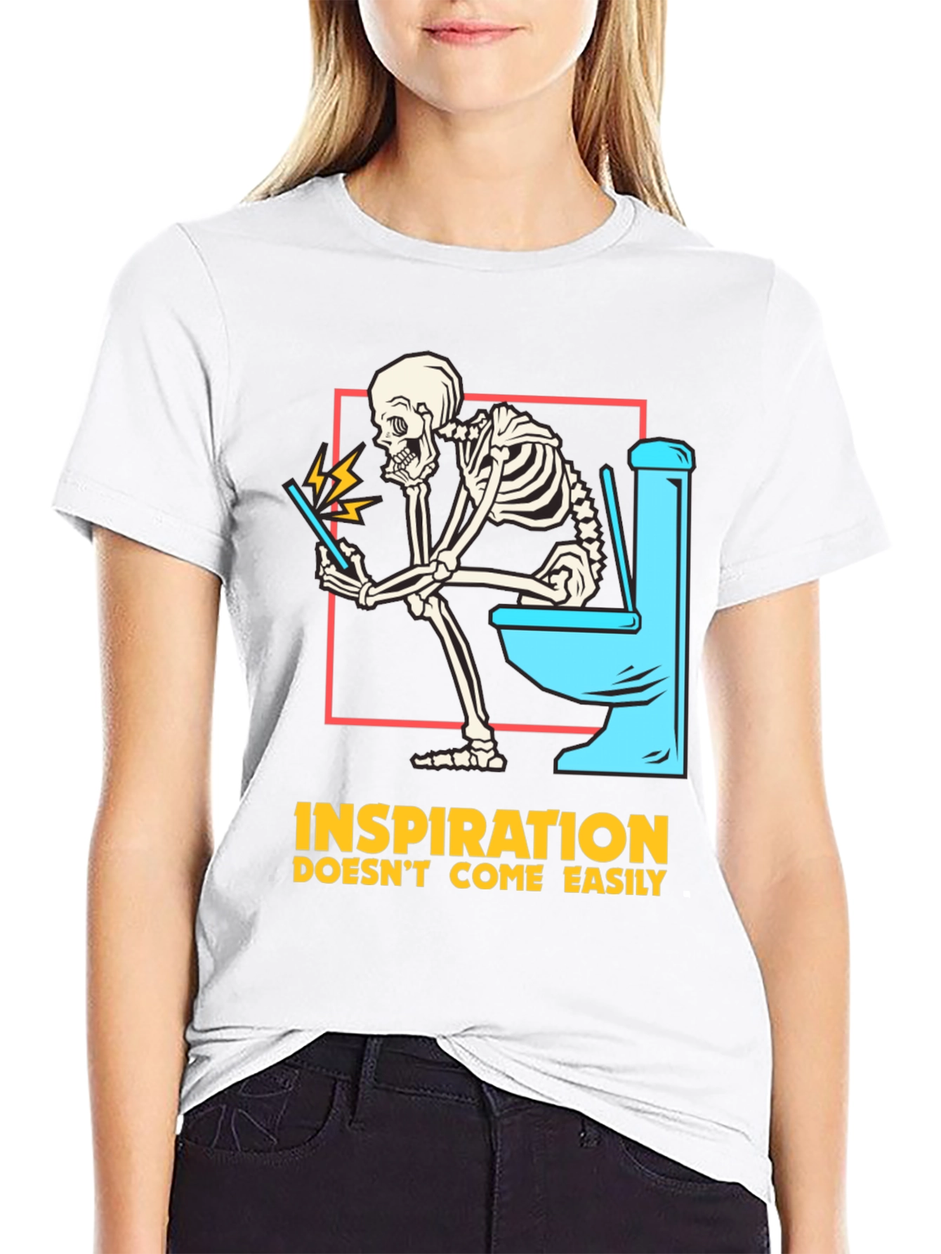 Inspiration T-Shirt - Funny Skeleton on Toilet Design