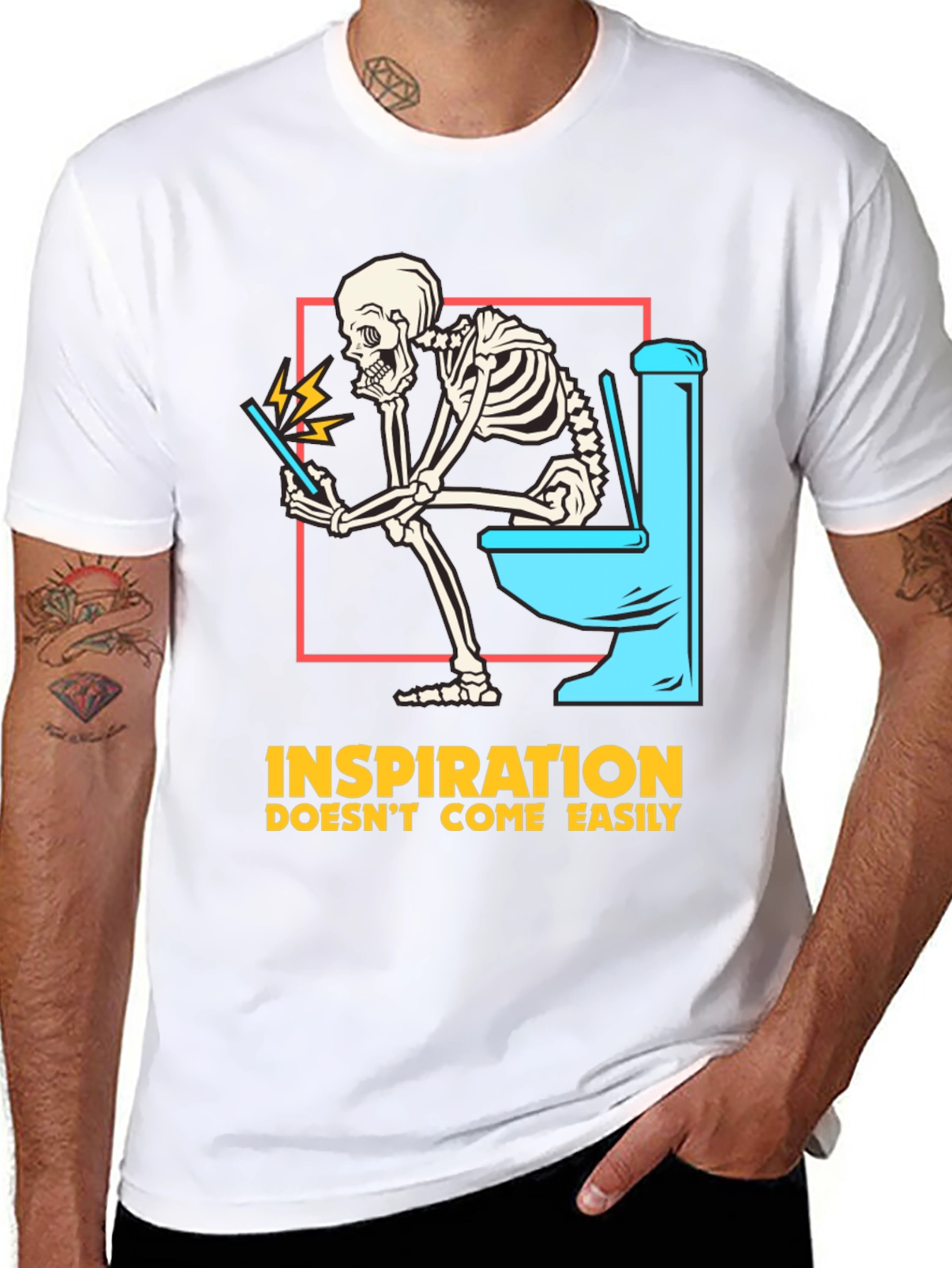 Inspiration T-Shirt - Funny Skeleton on Toilet Design