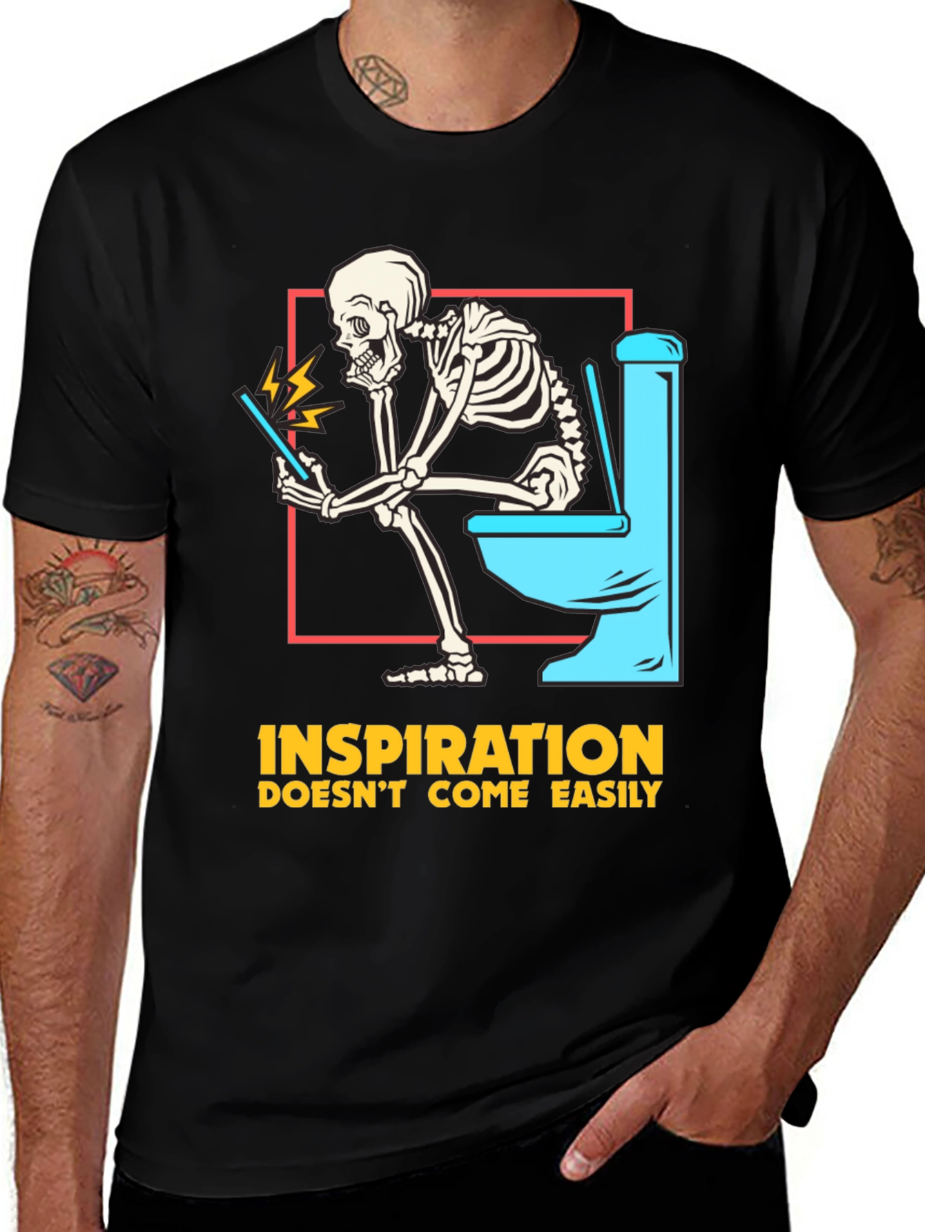 Inspiration T-Shirt - Funny Skeleton on Toilet Design