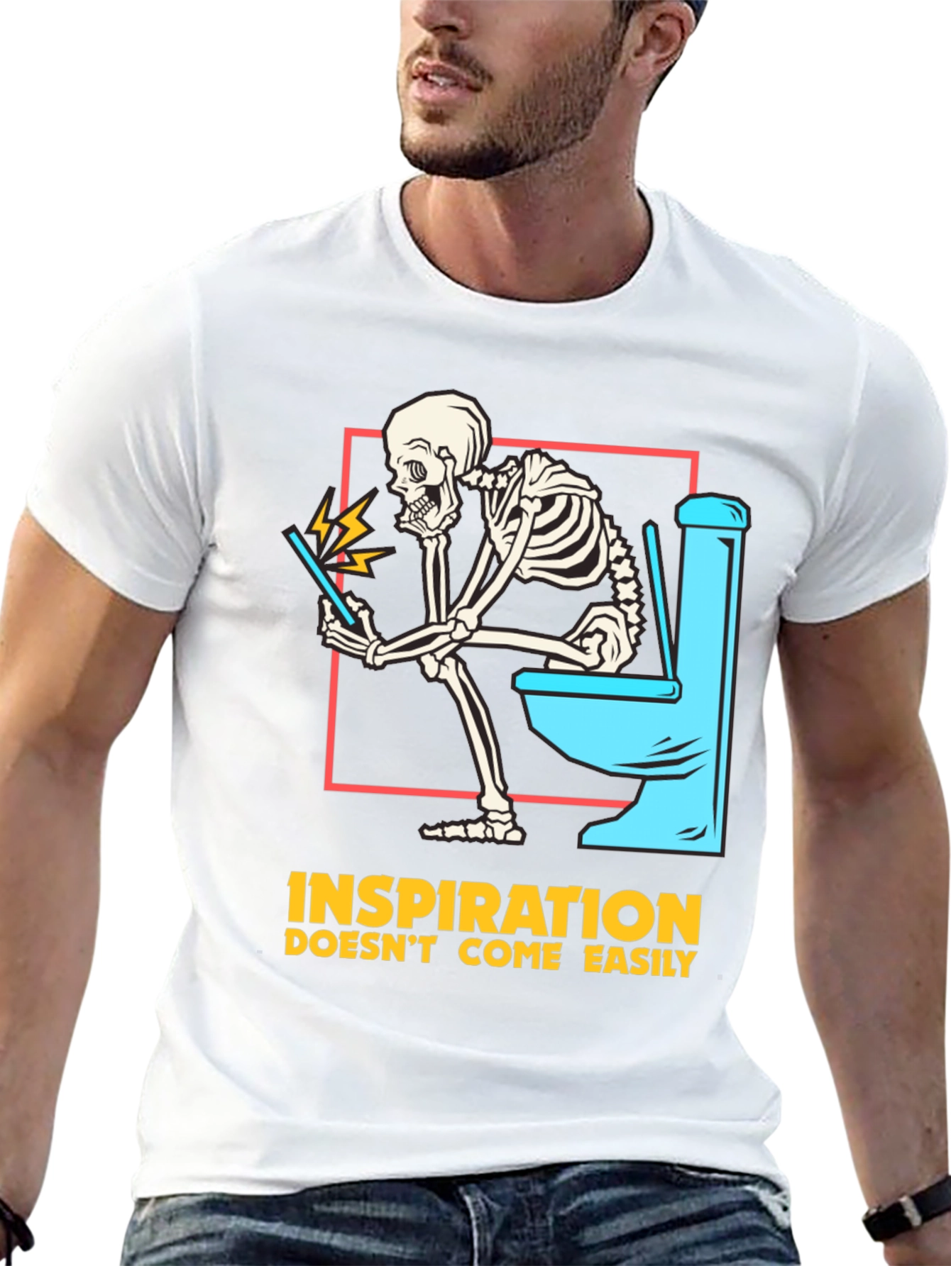 Inspiration T-Shirt - Funny Skeleton on Toilet Design