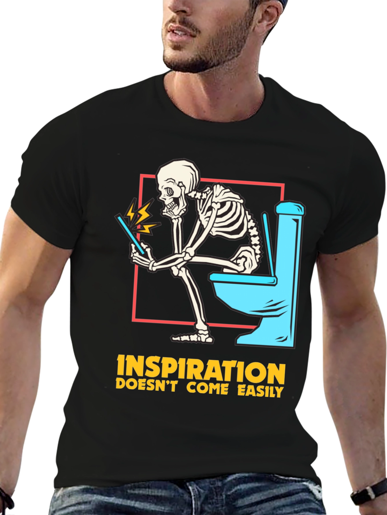 Inspiration T-Shirt - Funny Skeleton on Toilet Design