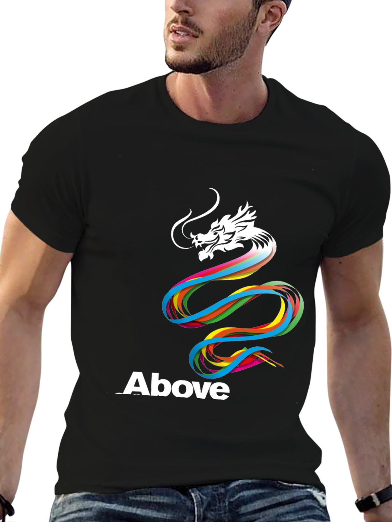 Rainbow Dragon Above Graphic T-Shirt