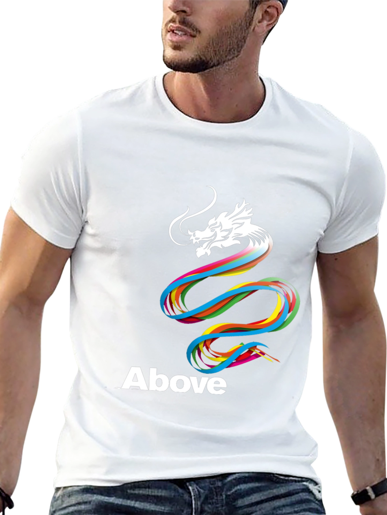 Rainbow Dragon Above Graphic T-Shirt