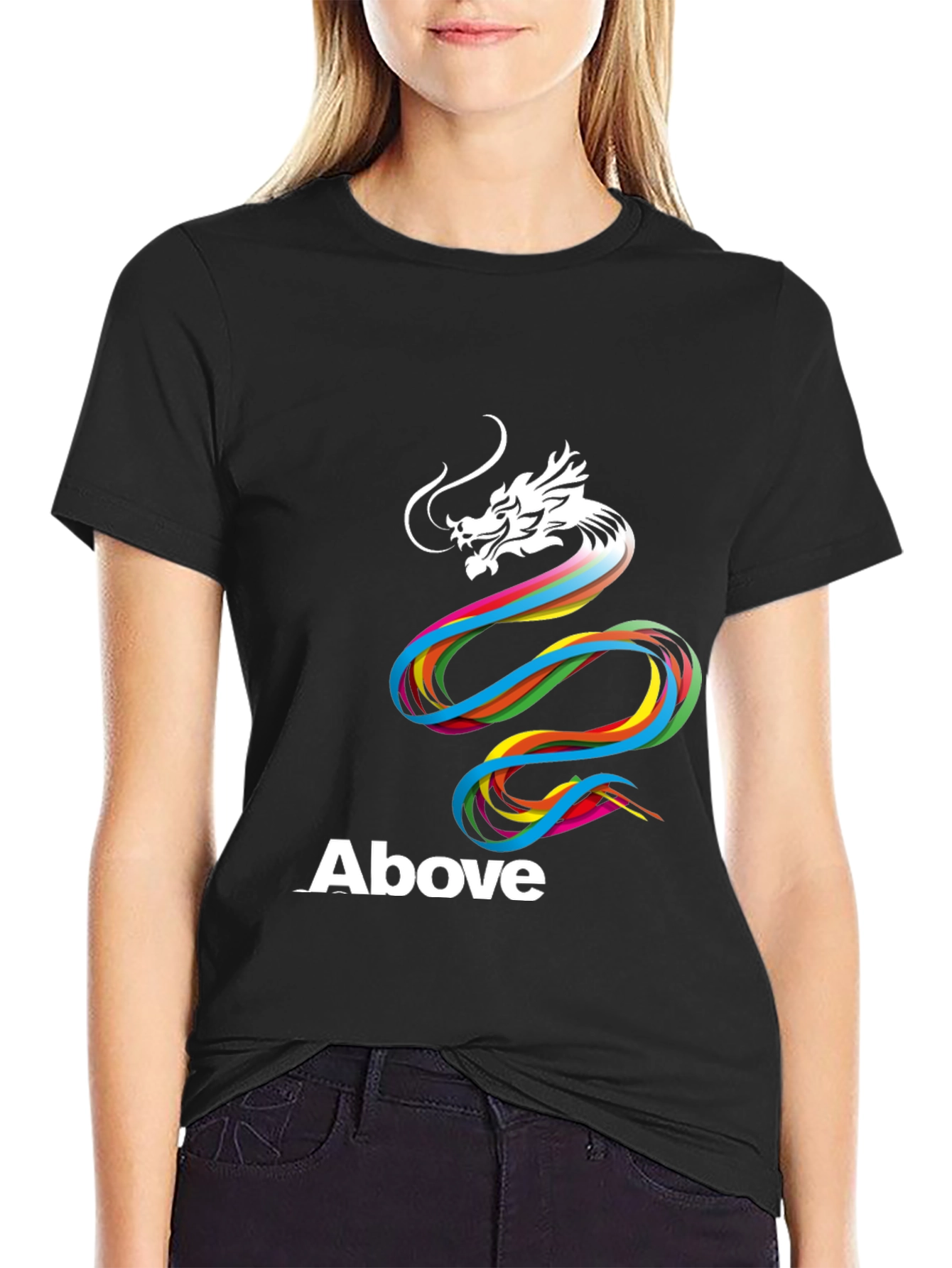 Rainbow Dragon Above Graphic T-Shirt
