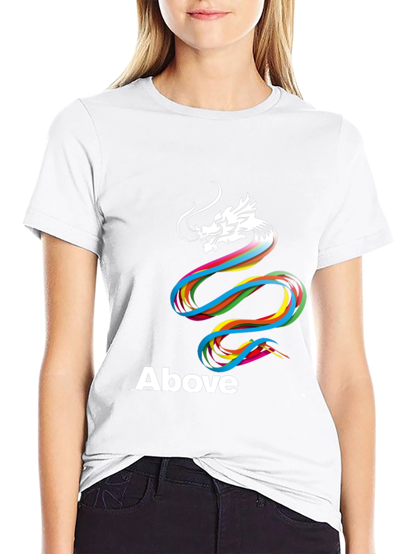 Rainbow Dragon Above Graphic T-Shirt