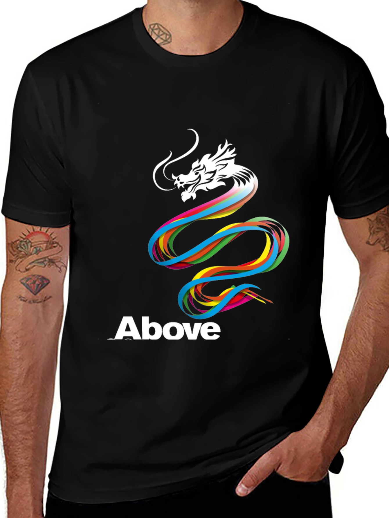 Rainbow Dragon Above Graphic T-Shirt