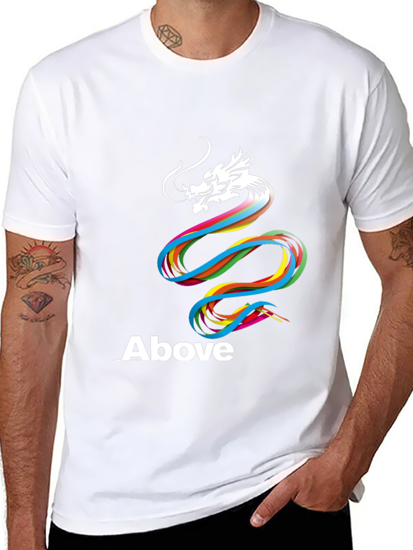 Rainbow Dragon Above Graphic T-Shirt