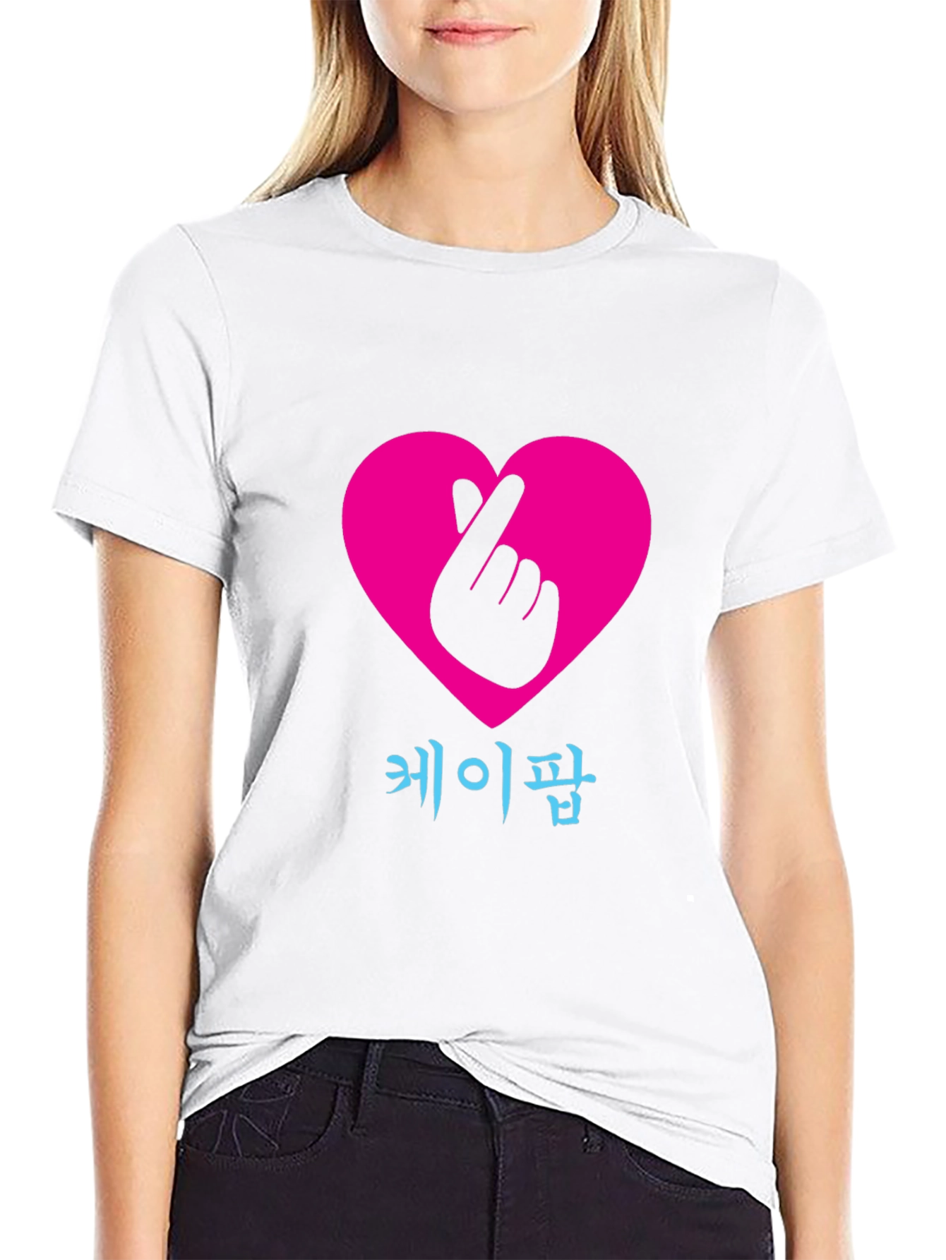 K-Pop Heart Sign Black T-Shirt