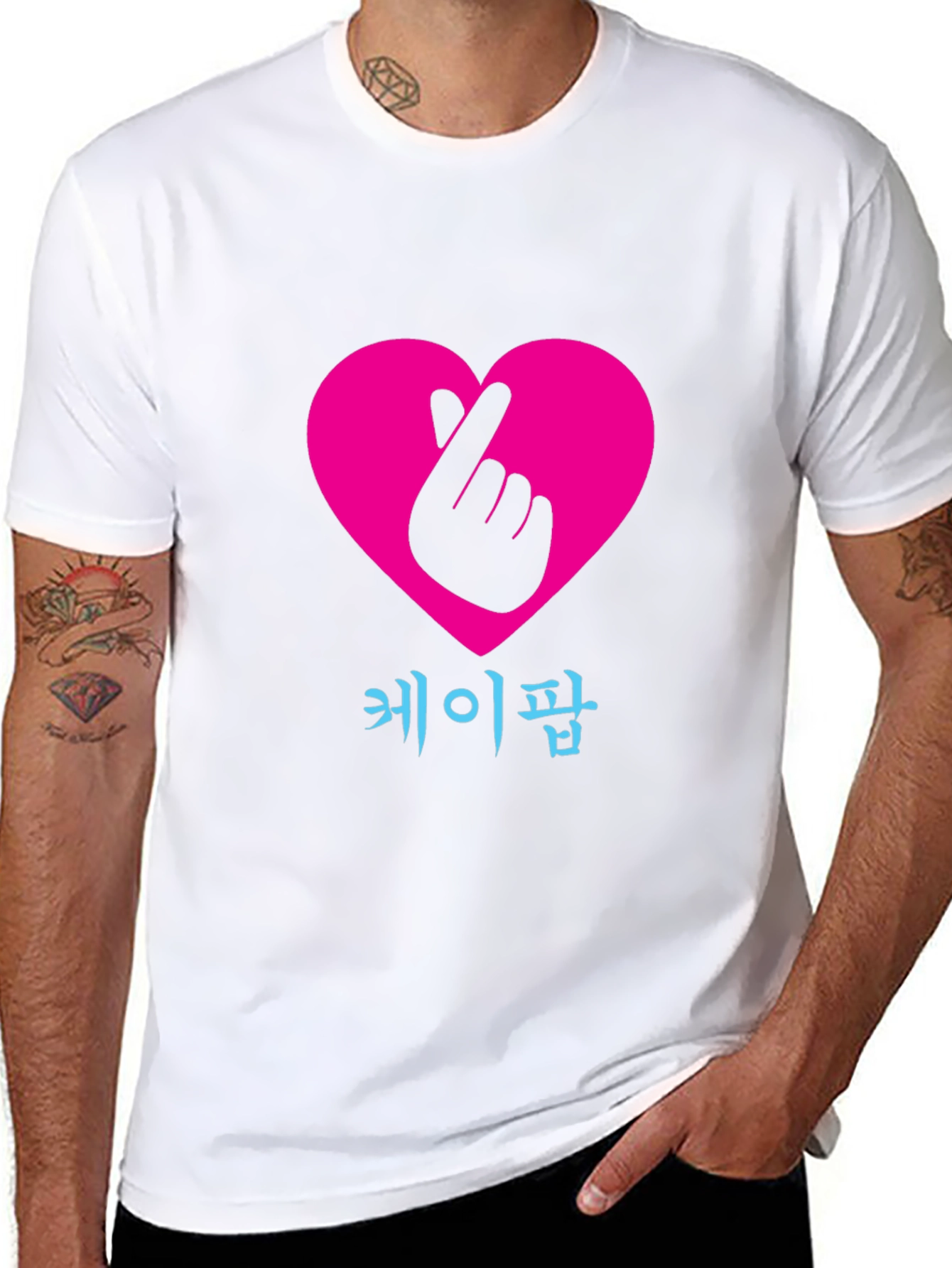 K-Pop Heart Sign Black T-Shirt