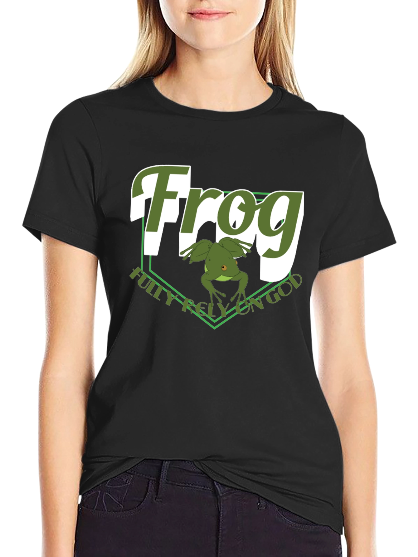Frog Fully Rely On God Graphic T-Shirt