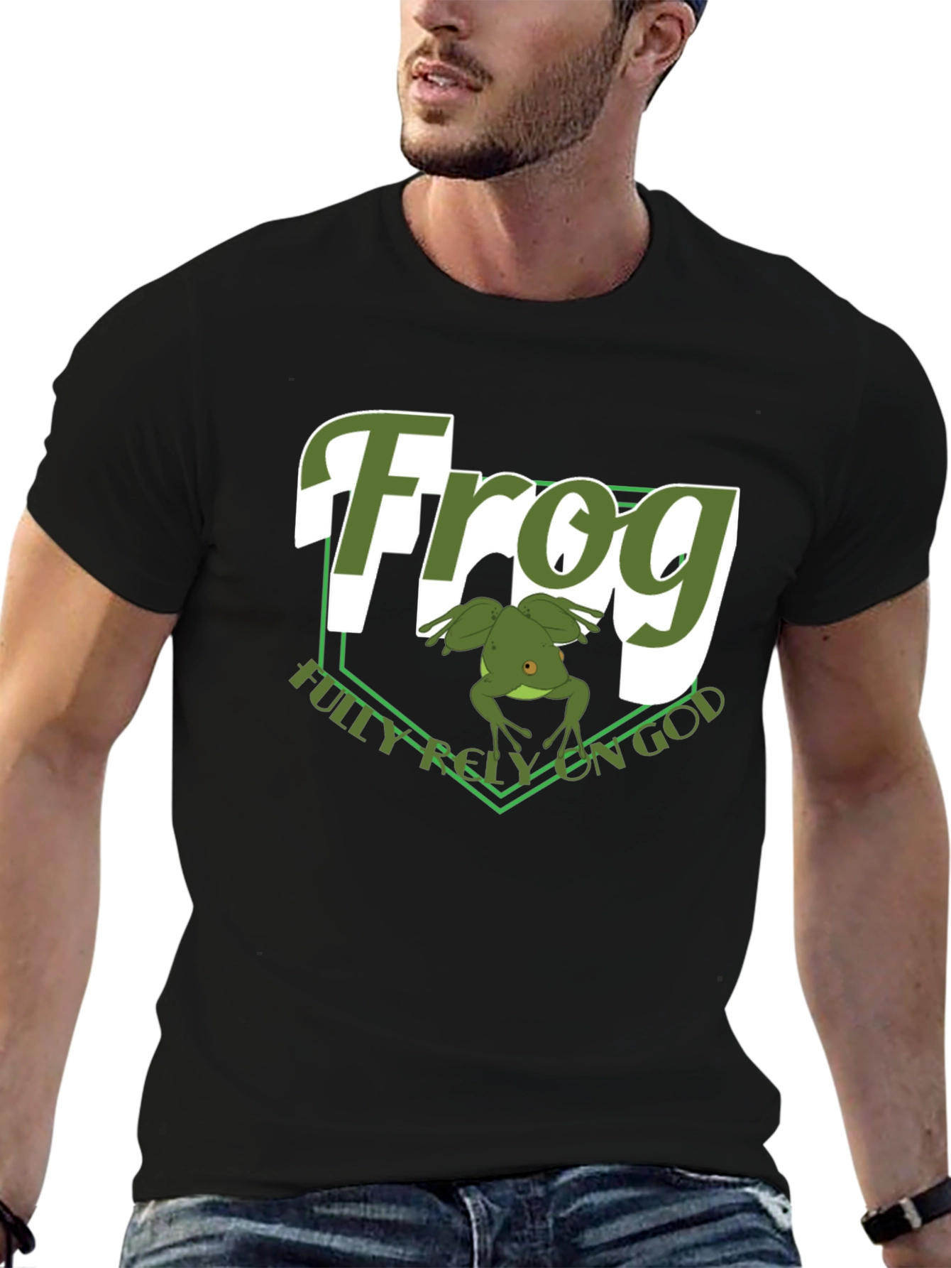 Frog Fully Rely On God Graphic T-Shirt