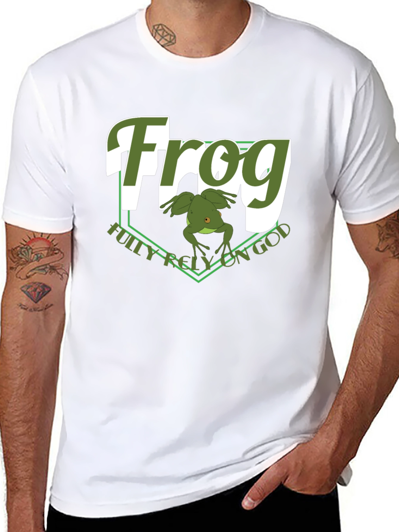 Frog Fully Rely On God Graphic T-Shirt