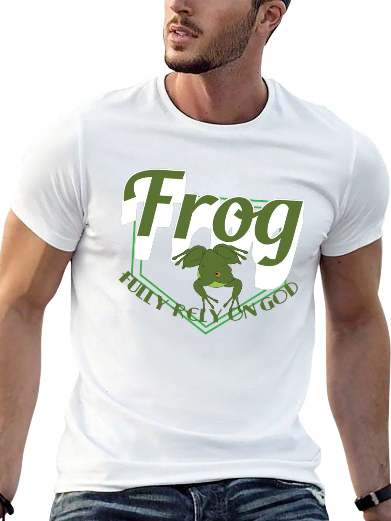Frog Fully Rely On God Graphic T-Shirt