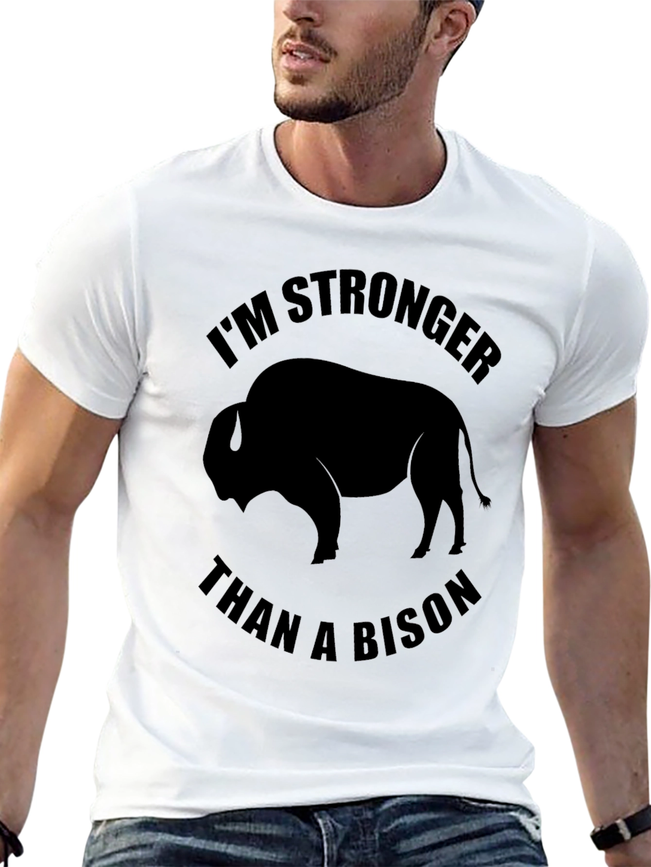 Im Stronger Than a Bison - Black Graphic Tee
