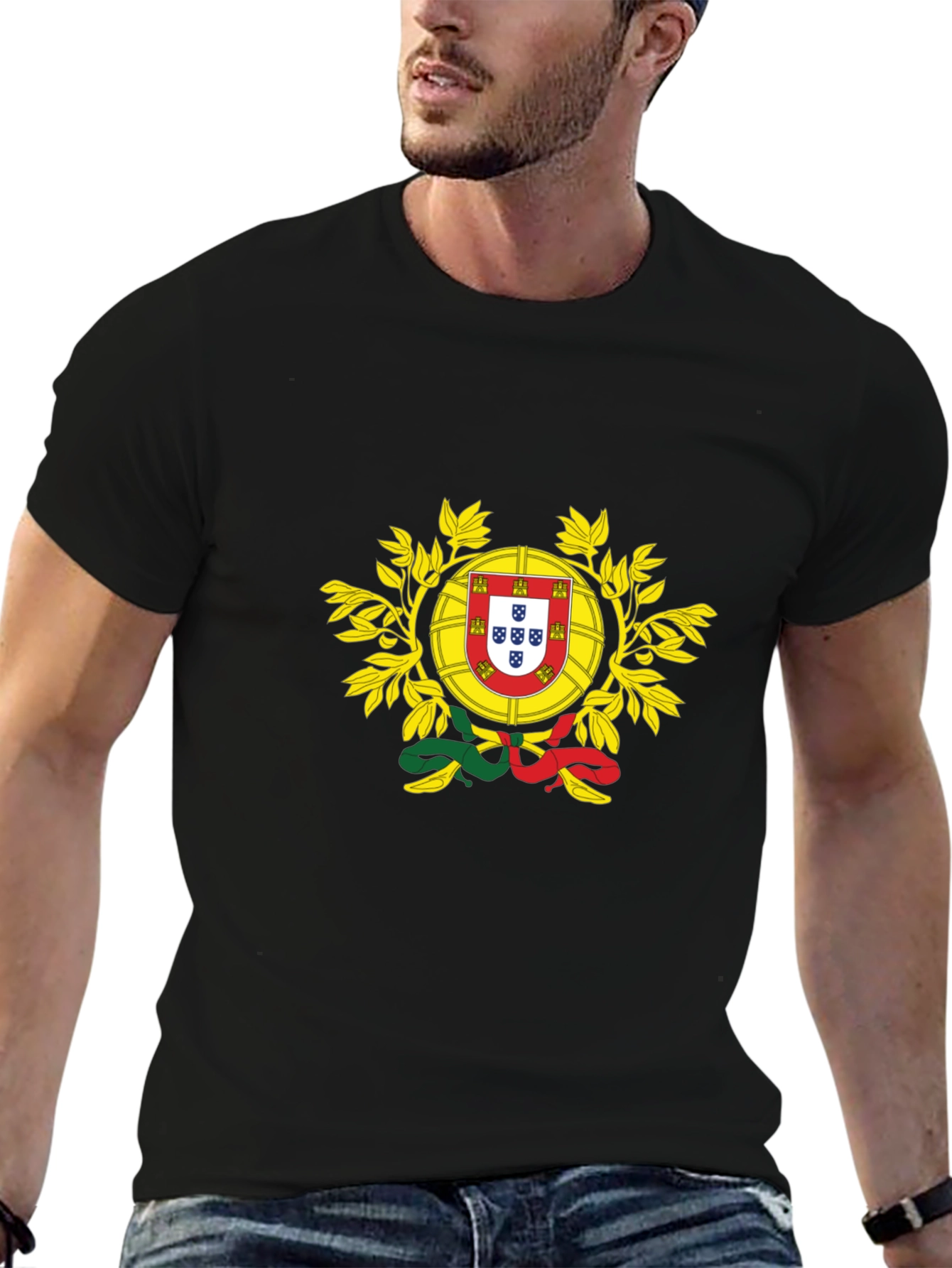 Portugal Flag Graphic Tee - Black