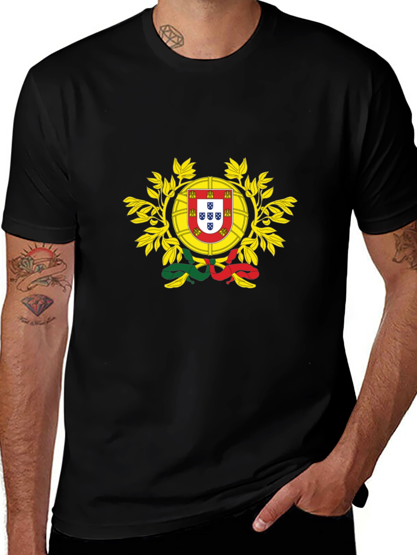Portugal Flag Graphic Tee - Black