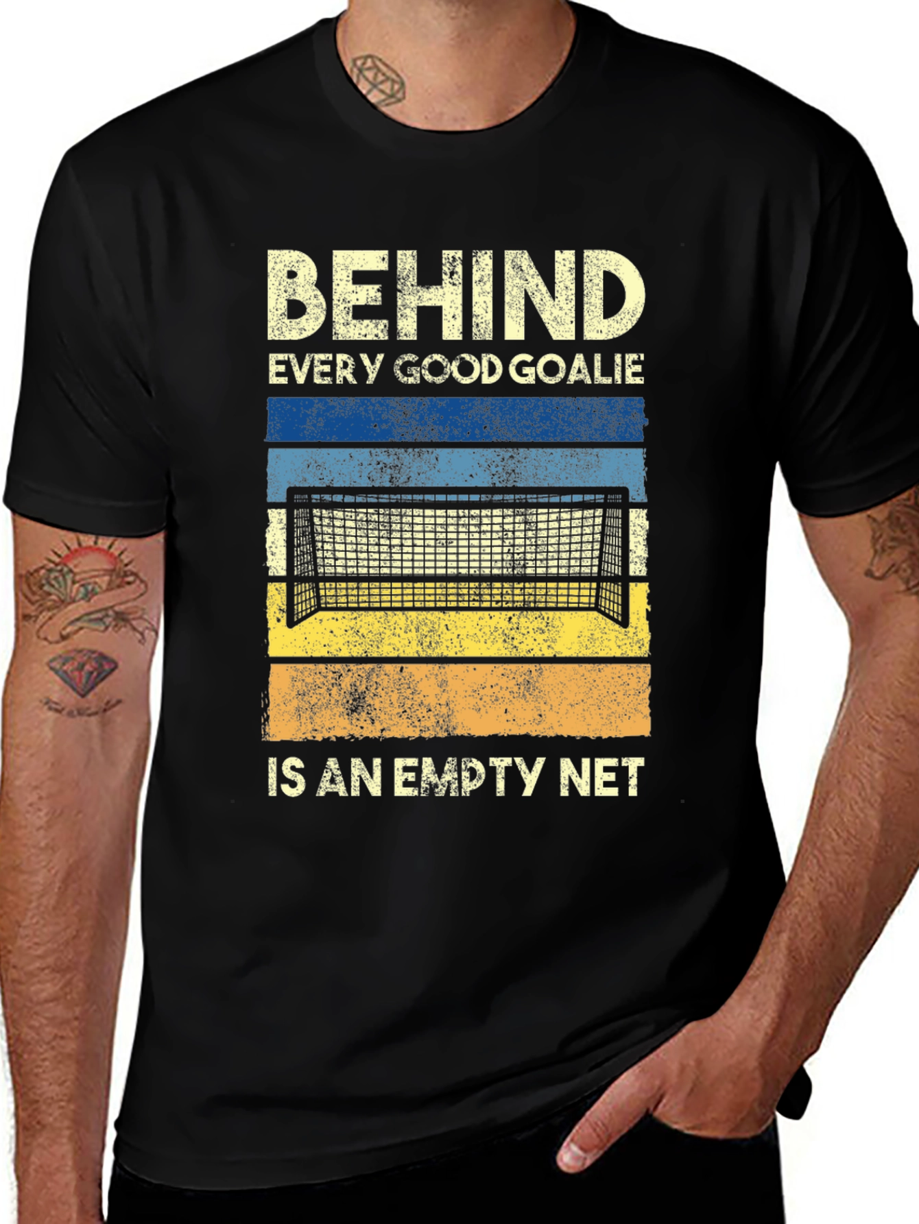 Behind Every Good Goalie Empty Net Graphic T-Shirt