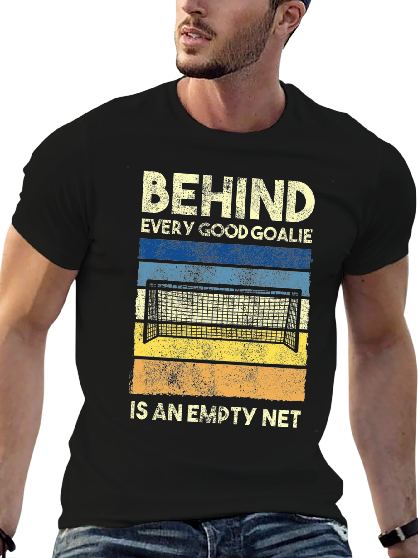 Behind Every Good Goalie Empty Net Graphic T-Shirt