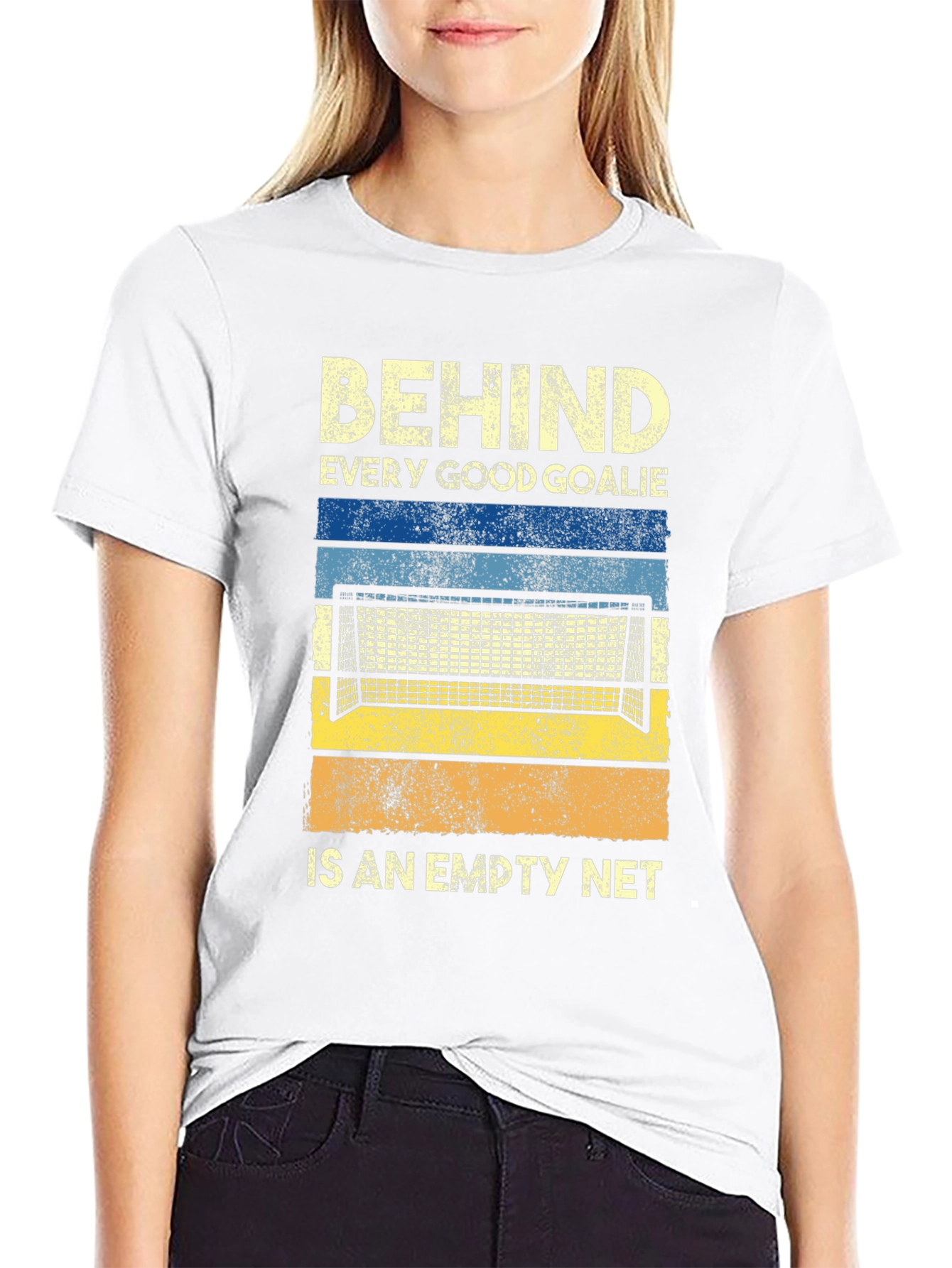Behind Every Good Goalie Empty Net Graphic T-Shirt