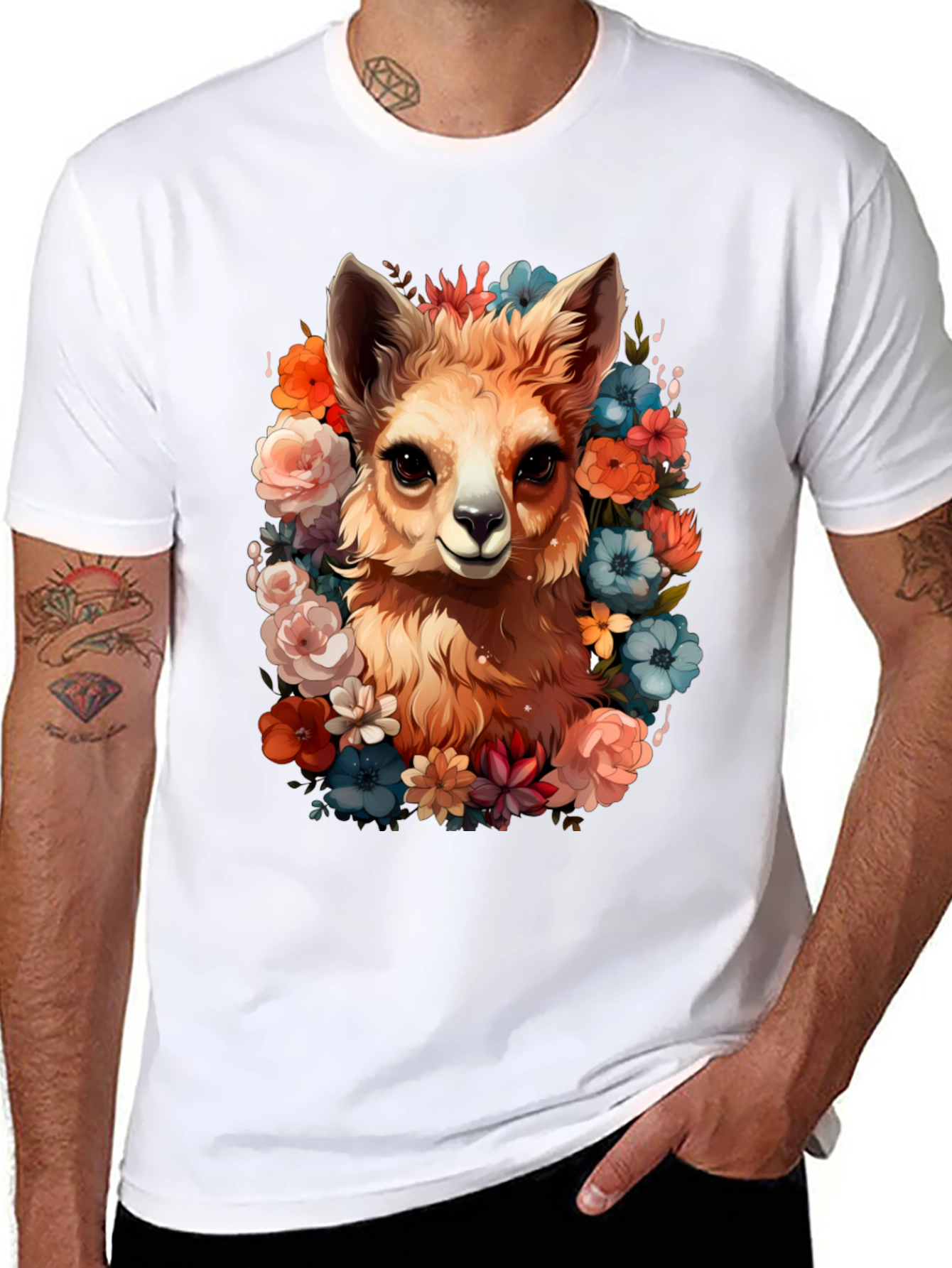 Floral Llama Graphic Tee - Stylish Comfort