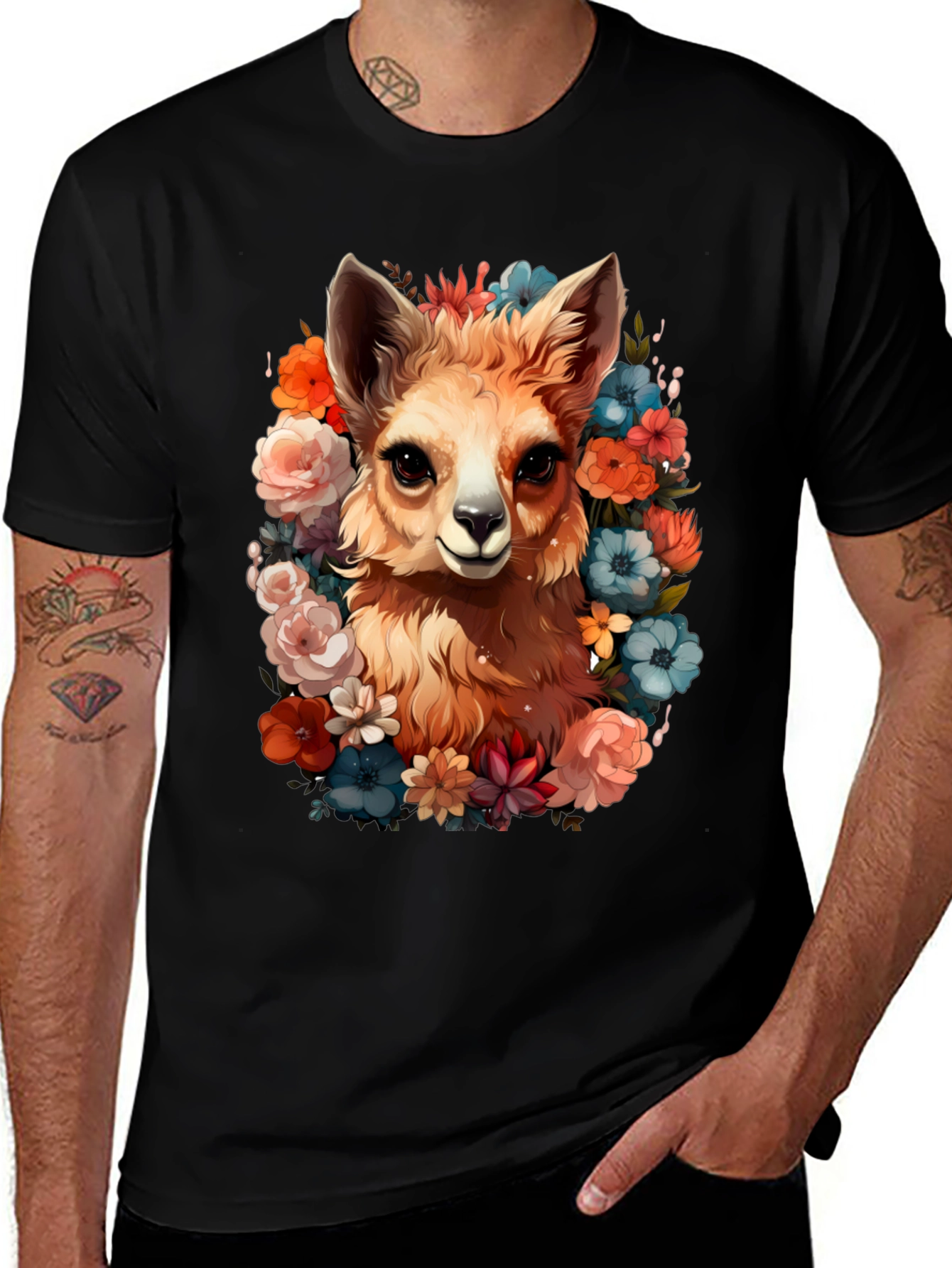 Floral Llama Graphic Tee - Stylish Comfort