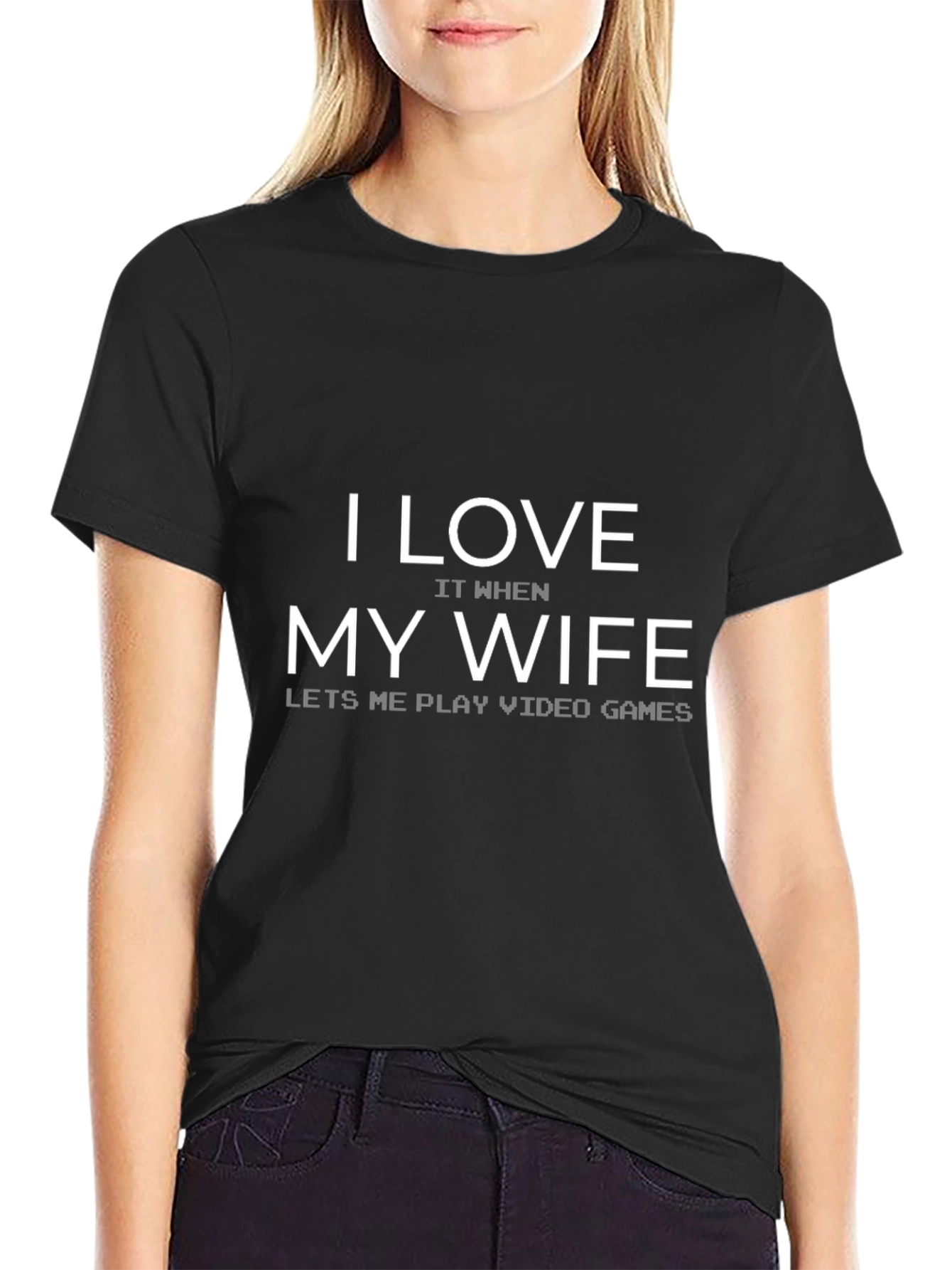 I Love My Wife Video Games Black T-Shirt