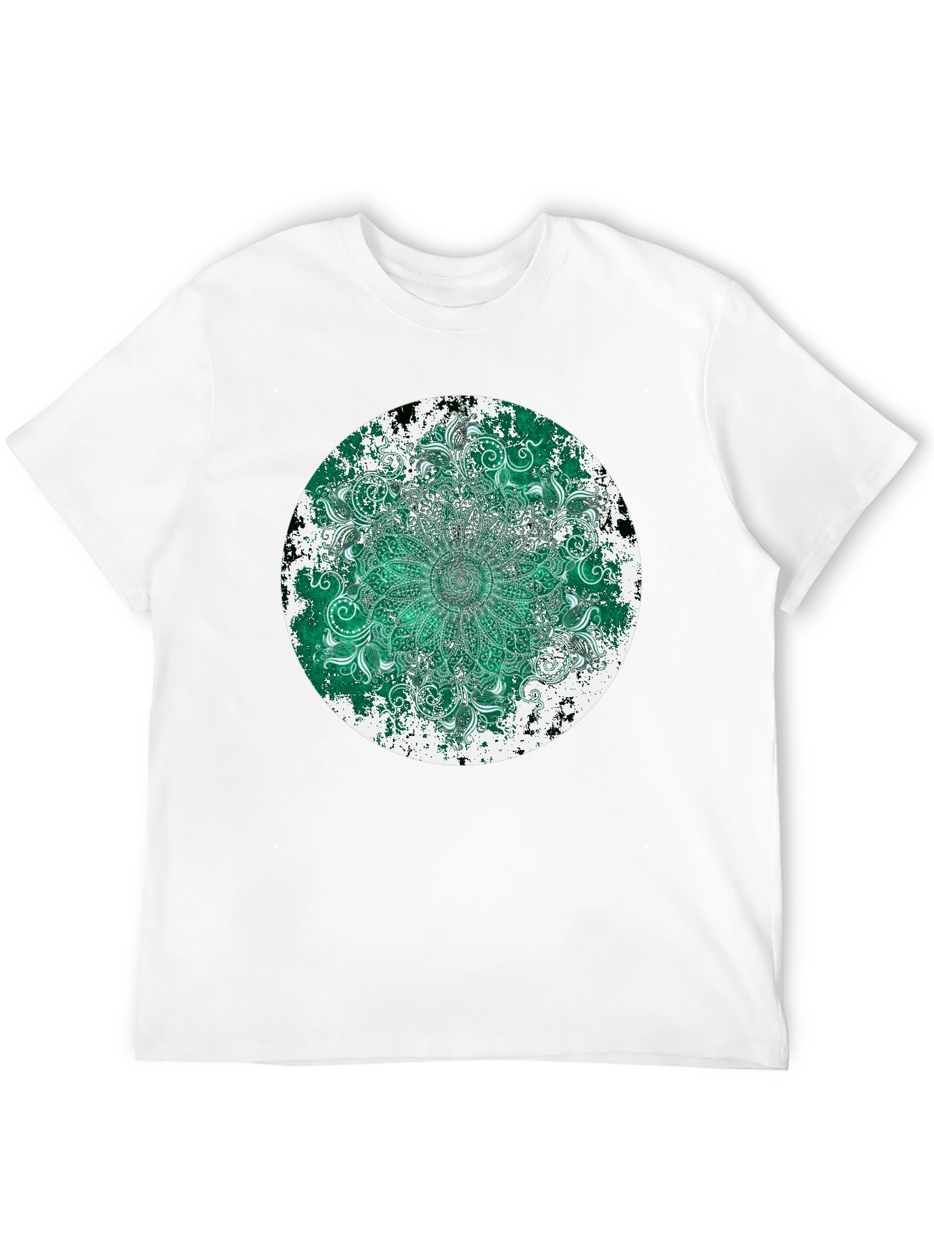 Emerald Mandala Mens Black T-Shirt