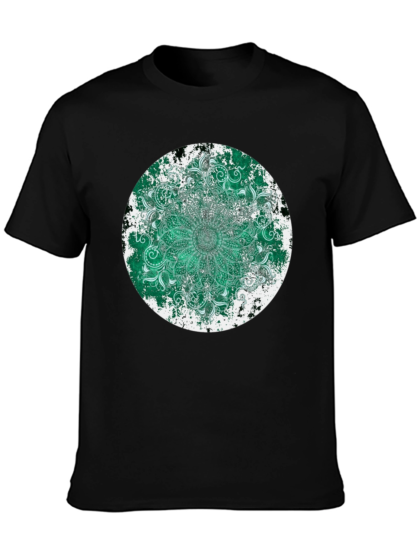 Emerald Mandala Mens Black T-Shirt
