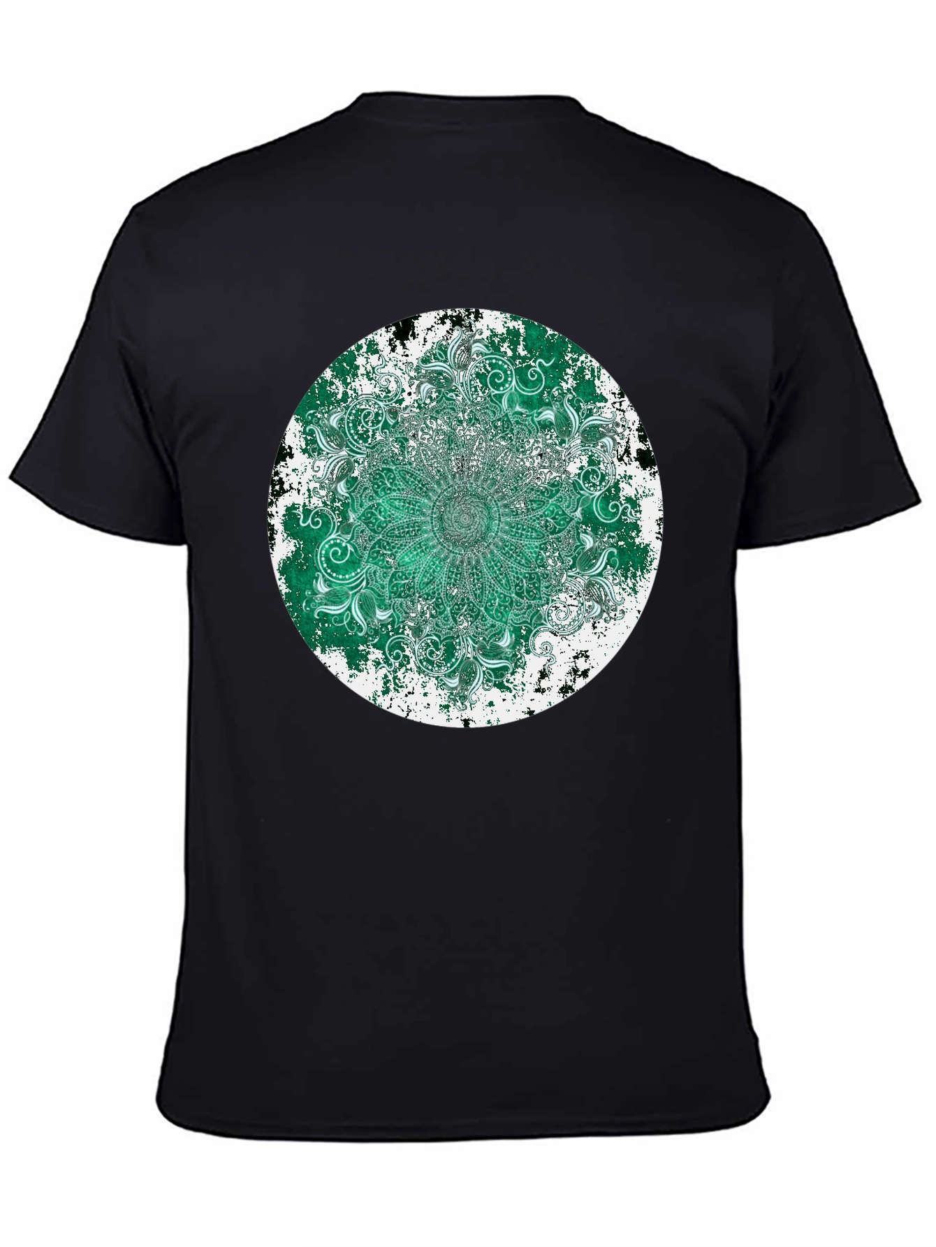 Emerald Mandala Mens Black T-Shirt