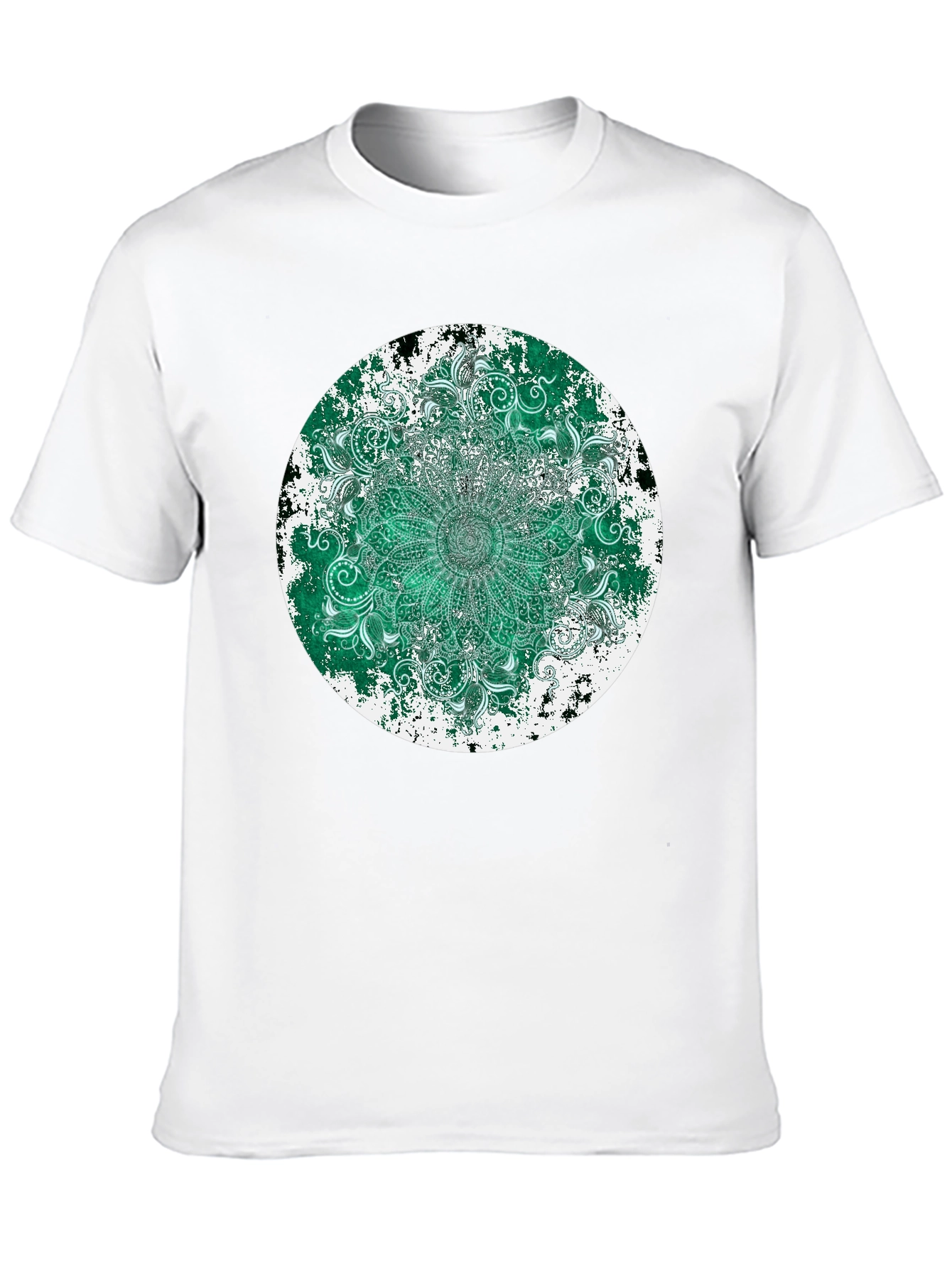Emerald Mandala Mens Black T-Shirt
